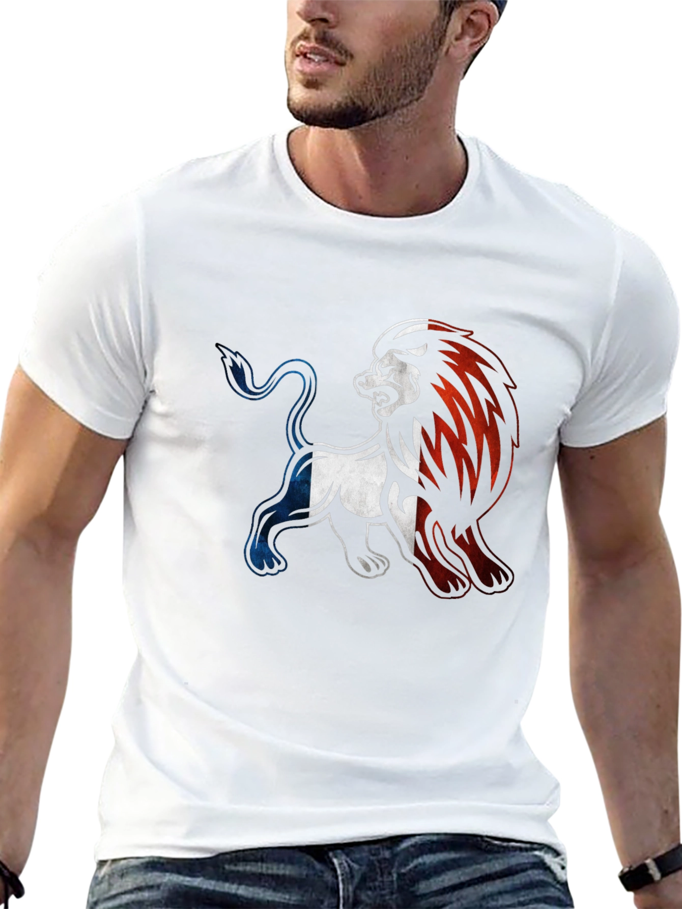 French Flag Lion Graphic Tee - Black