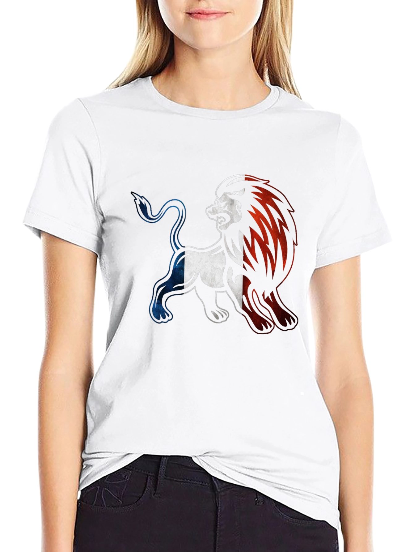 French Flag Lion Graphic Tee - Black