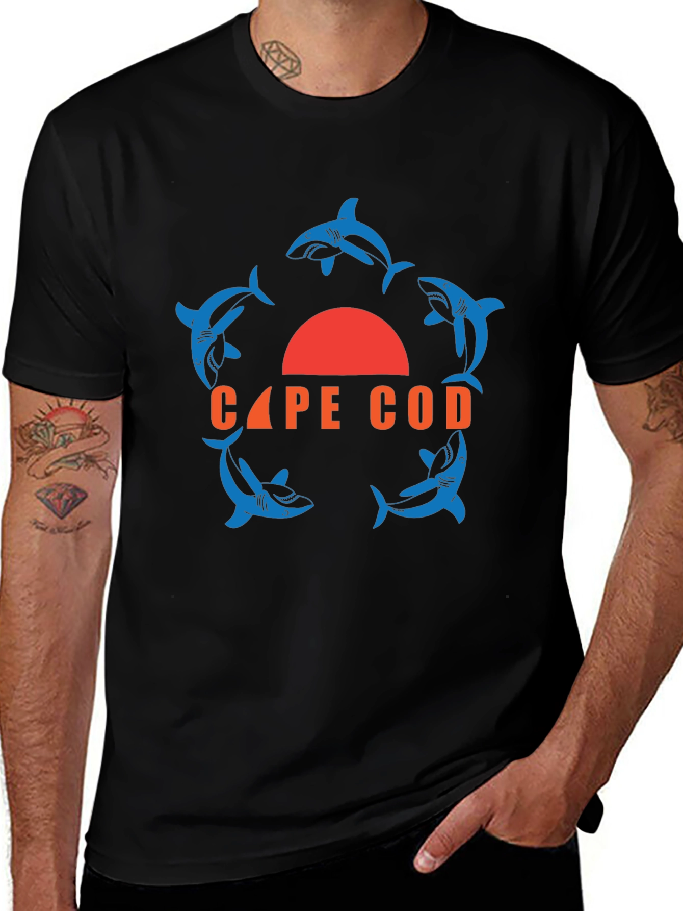Cape Cod Shark Circle Graphic T-Shirt
