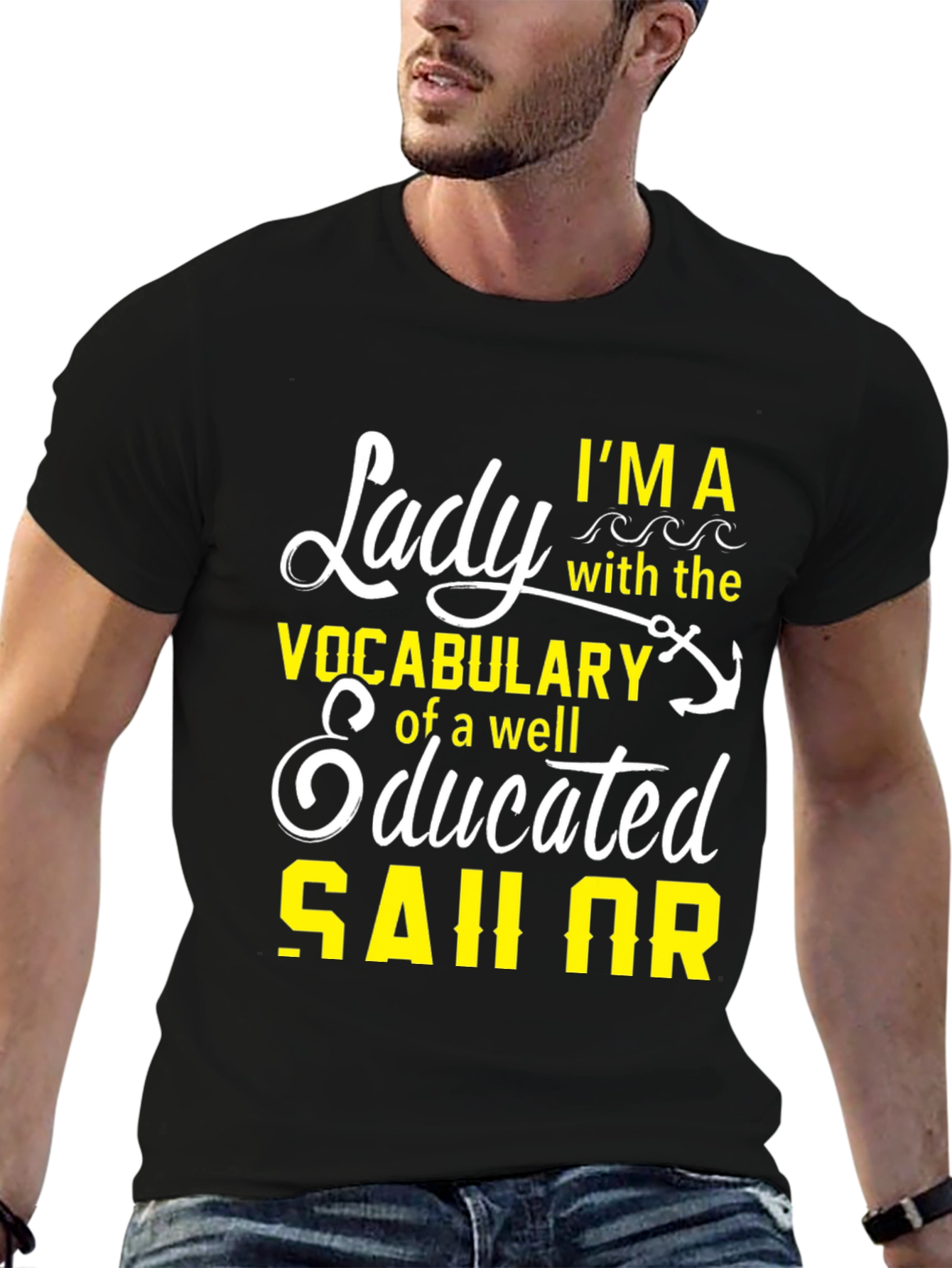 Lady Sailor Graphic T-Shirt - Black