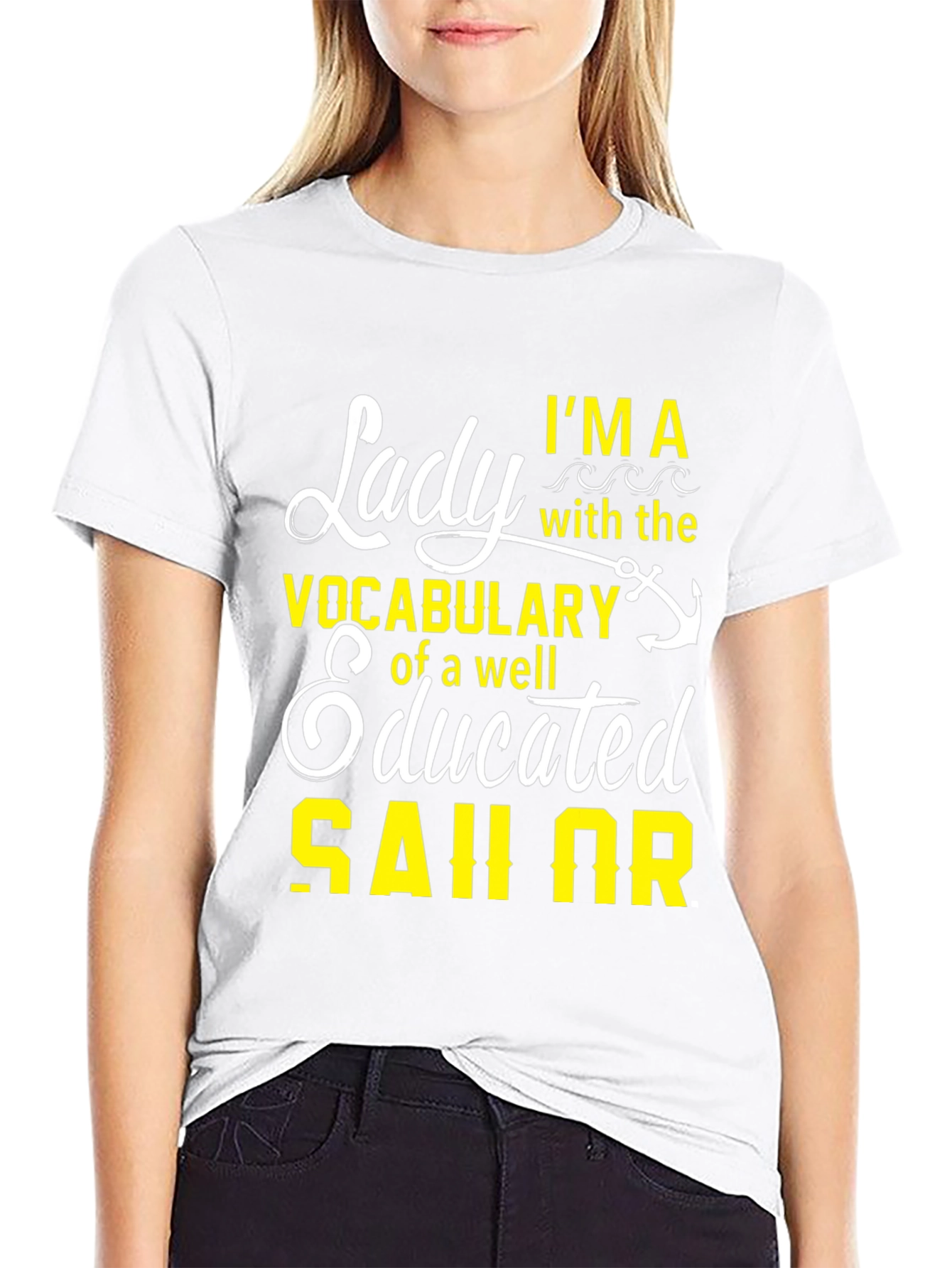 Lady Sailor Graphic T-Shirt - Black