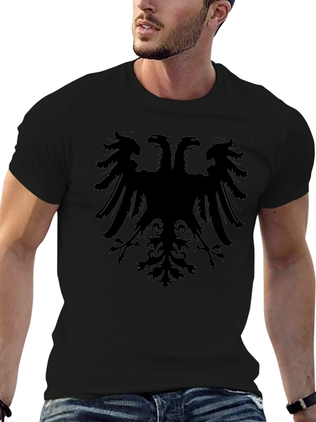 Double-Headed Eagle Graphic Tee - Black