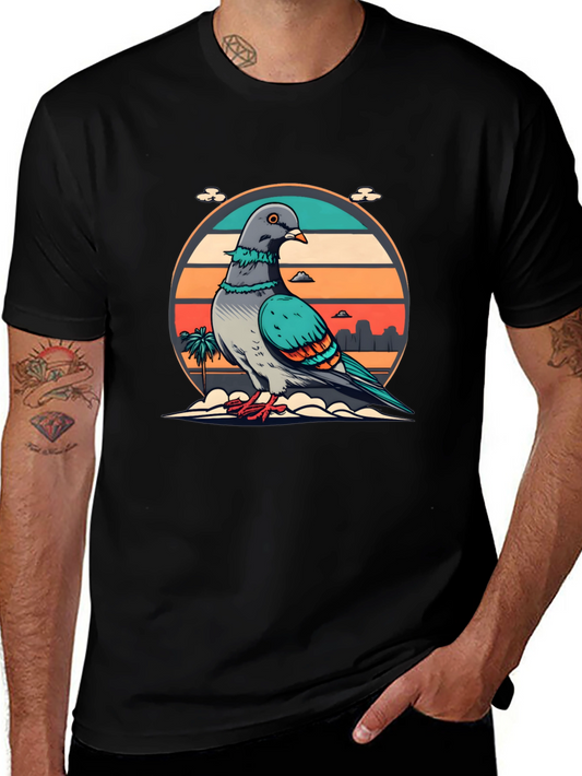Retro Pigeon Graphic Tee - Unique Urban Style