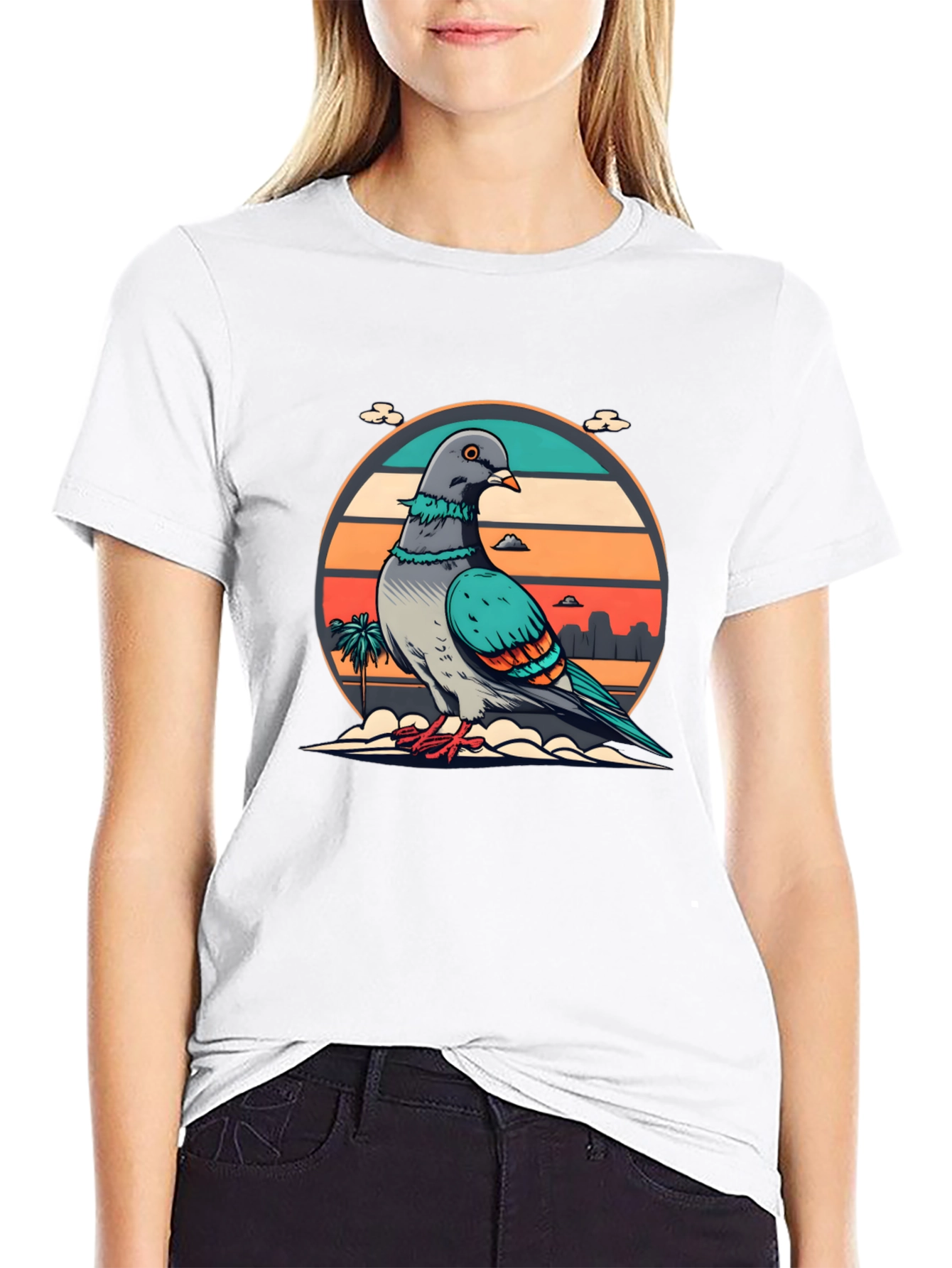 Retro Pigeon Graphic Tee - Unique Urban Style