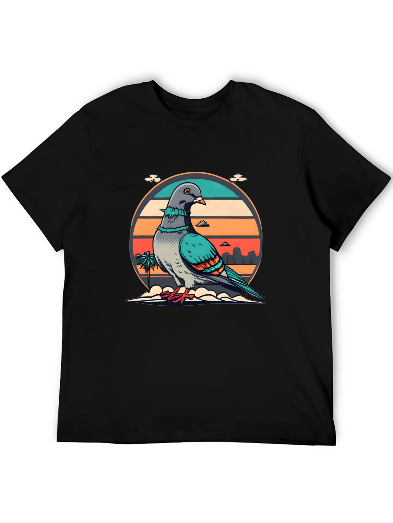 Retro Pigeon Graphic Tee - Unique Urban Style