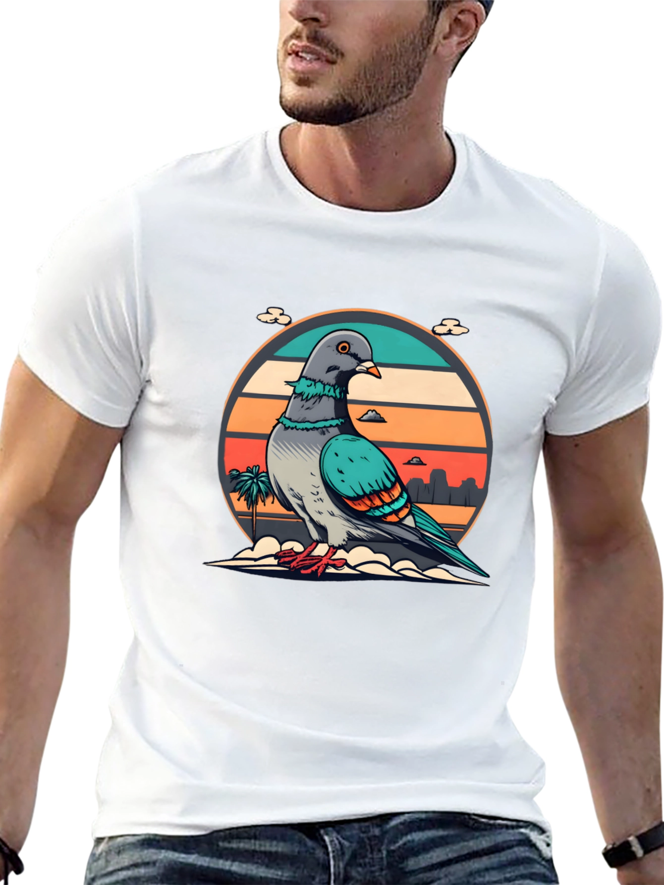 Retro Pigeon Graphic Tee - Unique Urban Style