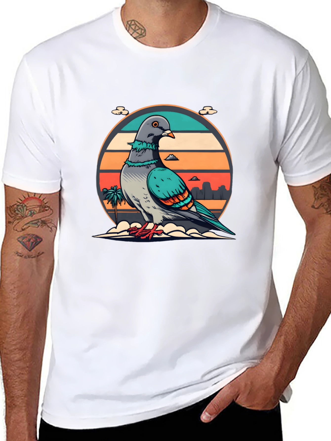 Retro Pigeon Graphic Tee - Unique Urban Style