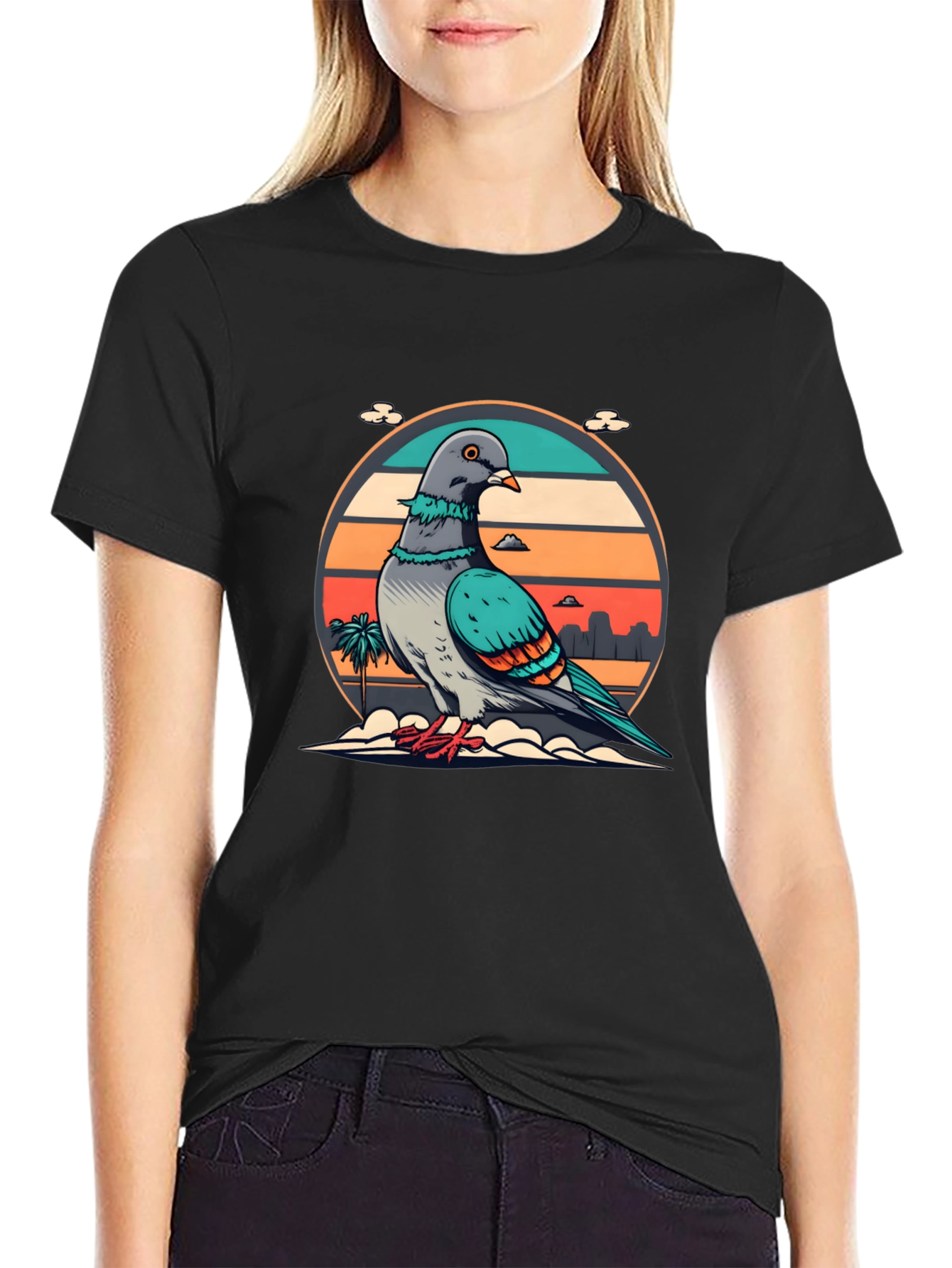 Retro Pigeon Graphic Tee - Unique Urban Style