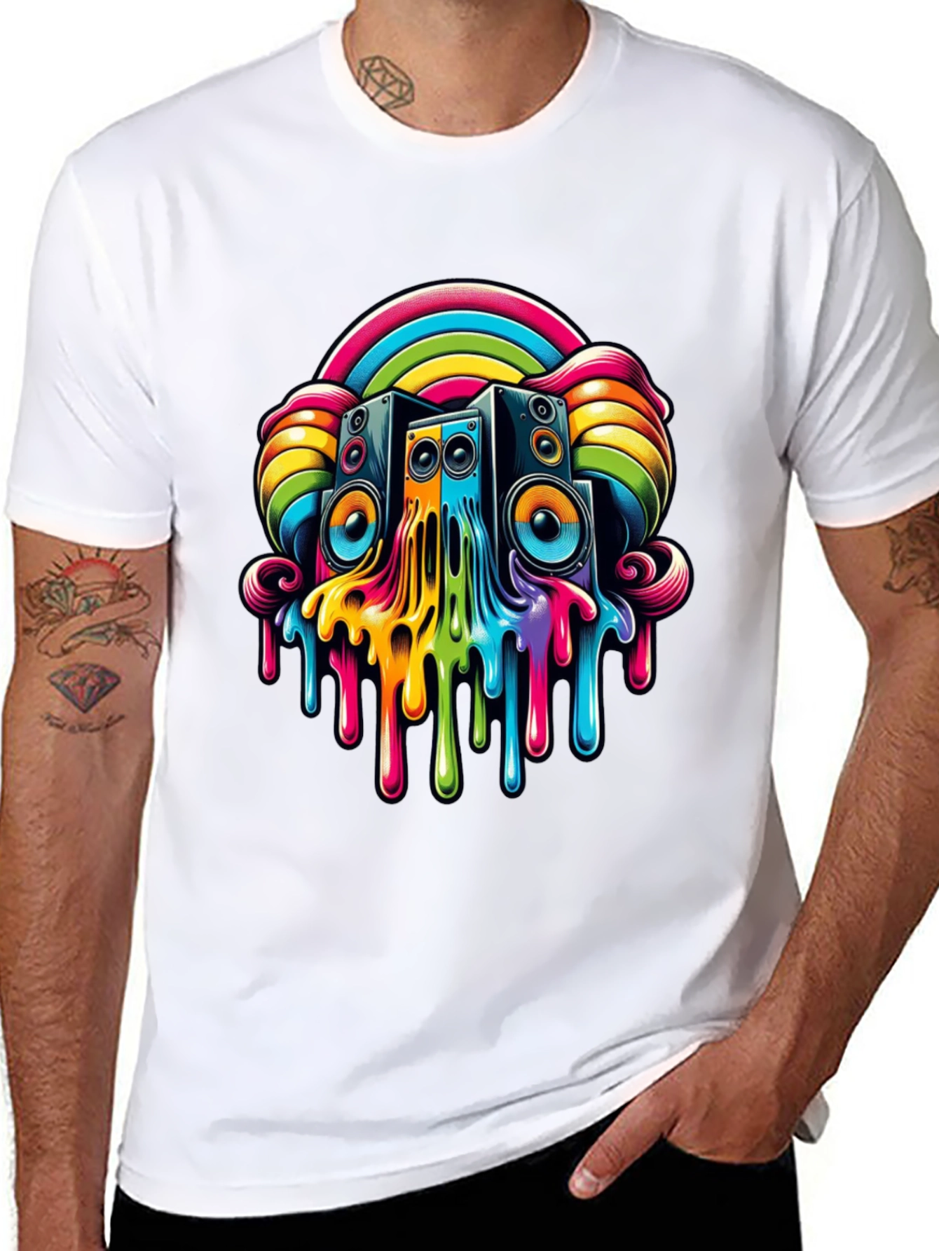 Rainbow Speaker Drip Graphic Tee