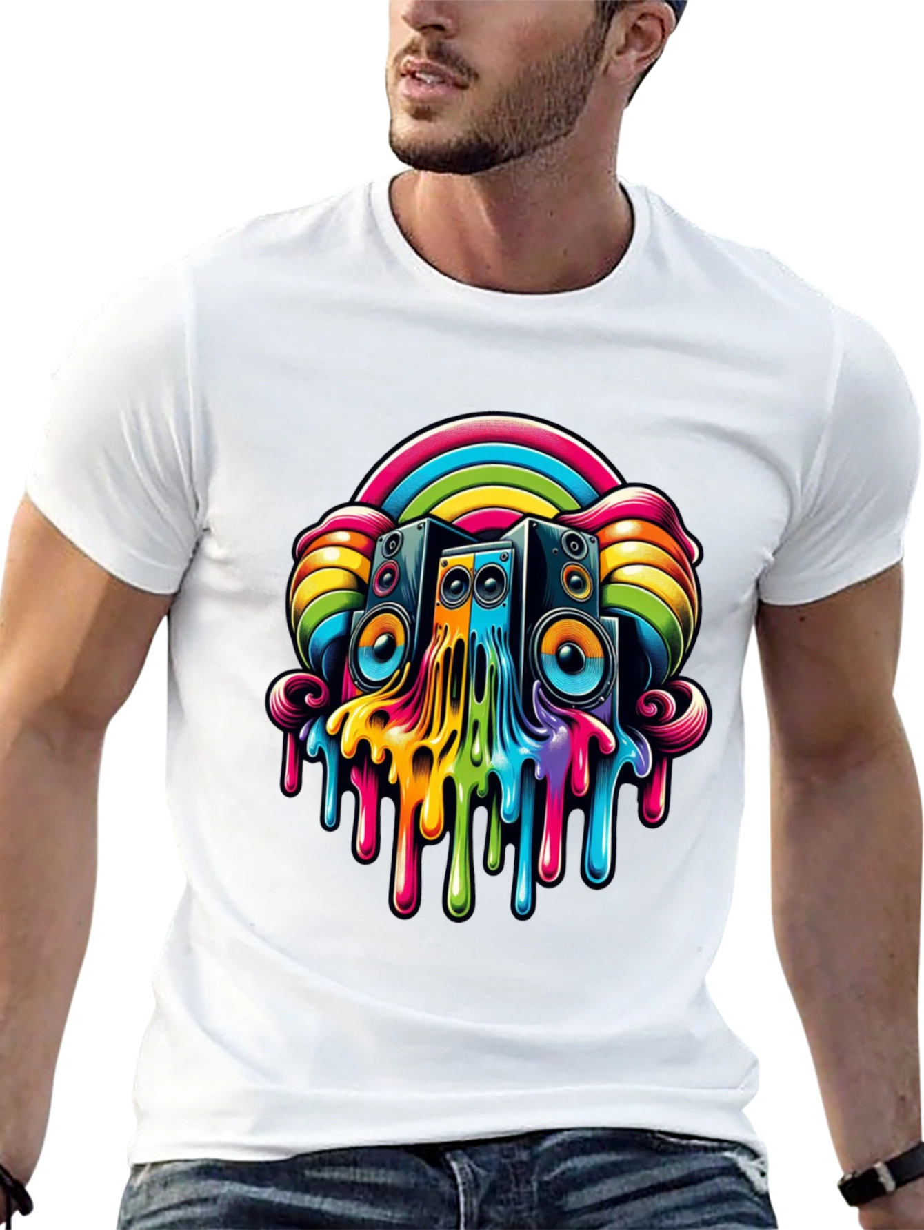 Rainbow Speaker Drip Graphic Tee