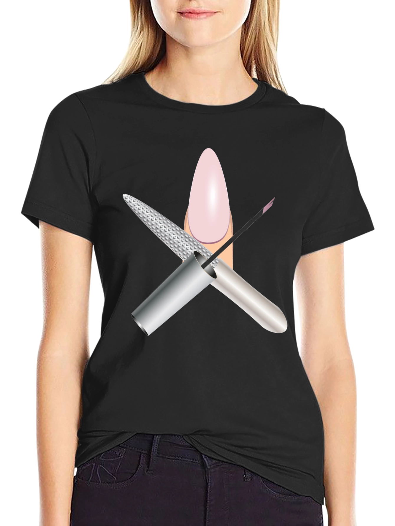 Mans Black Nail Salon Graphic Tee