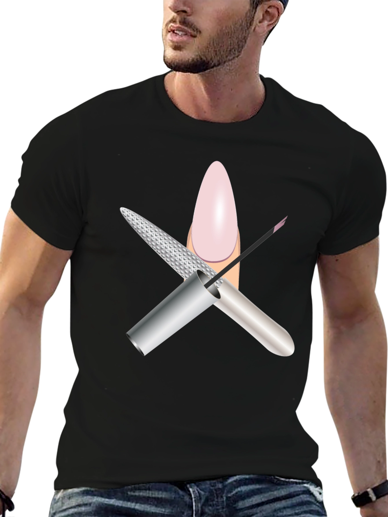 Mans Black Nail Salon Graphic Tee