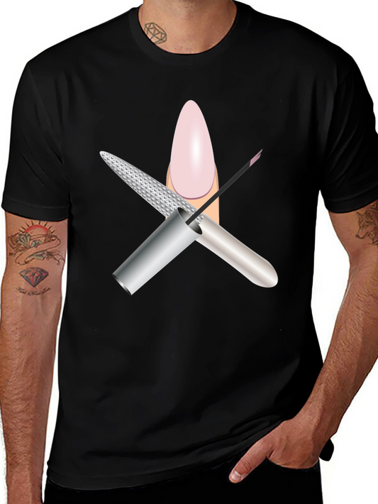 Mans Black Nail Salon Graphic Tee