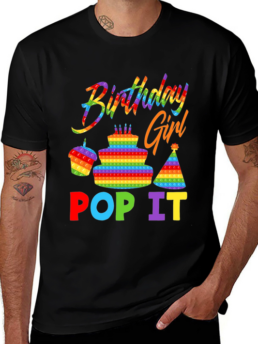 Birthday Girl Pop It T-Shirt - Rainbow Sensory Toy Design
