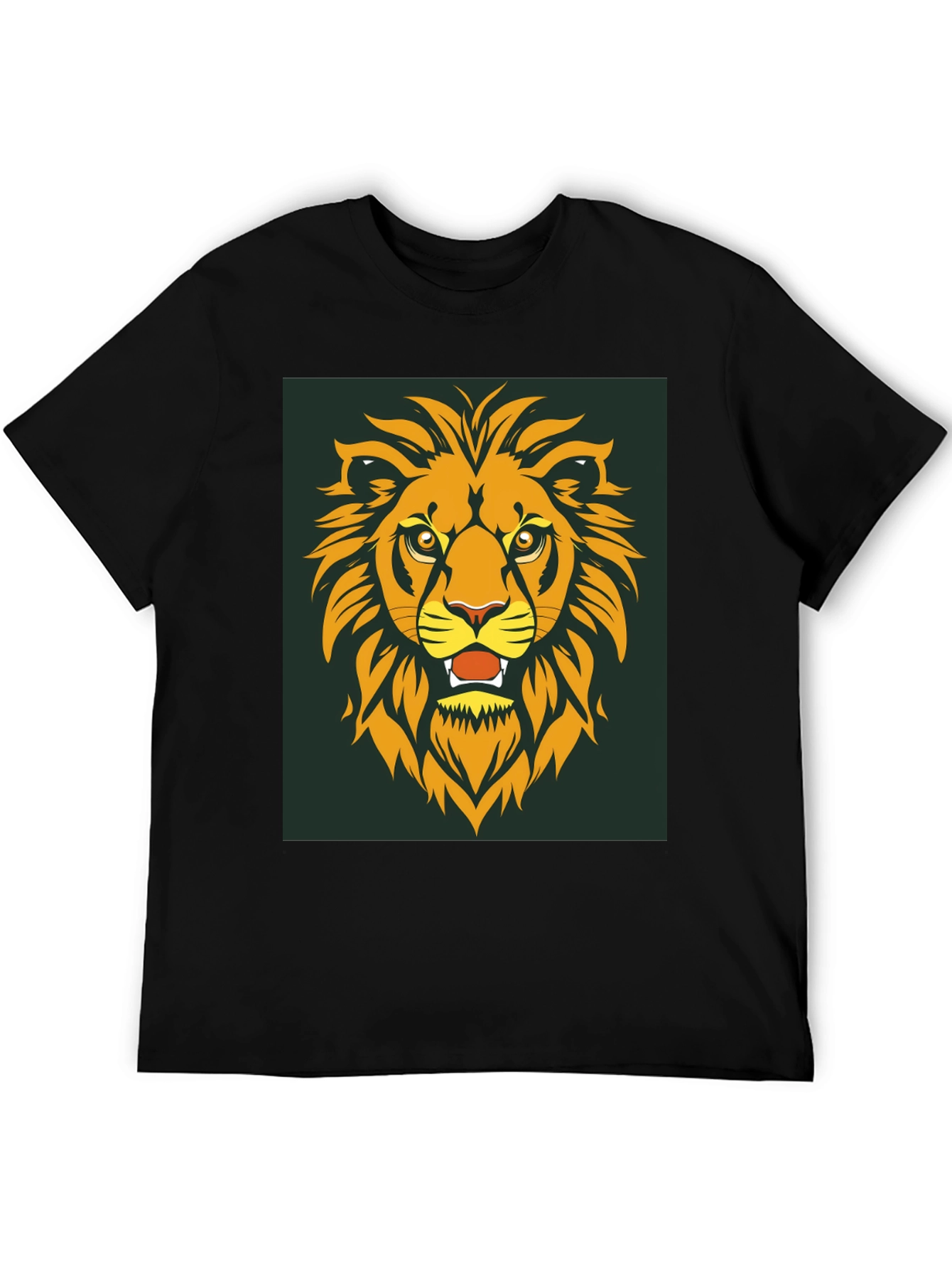 Lion Head Graphic Tee - Bold Black Cotton