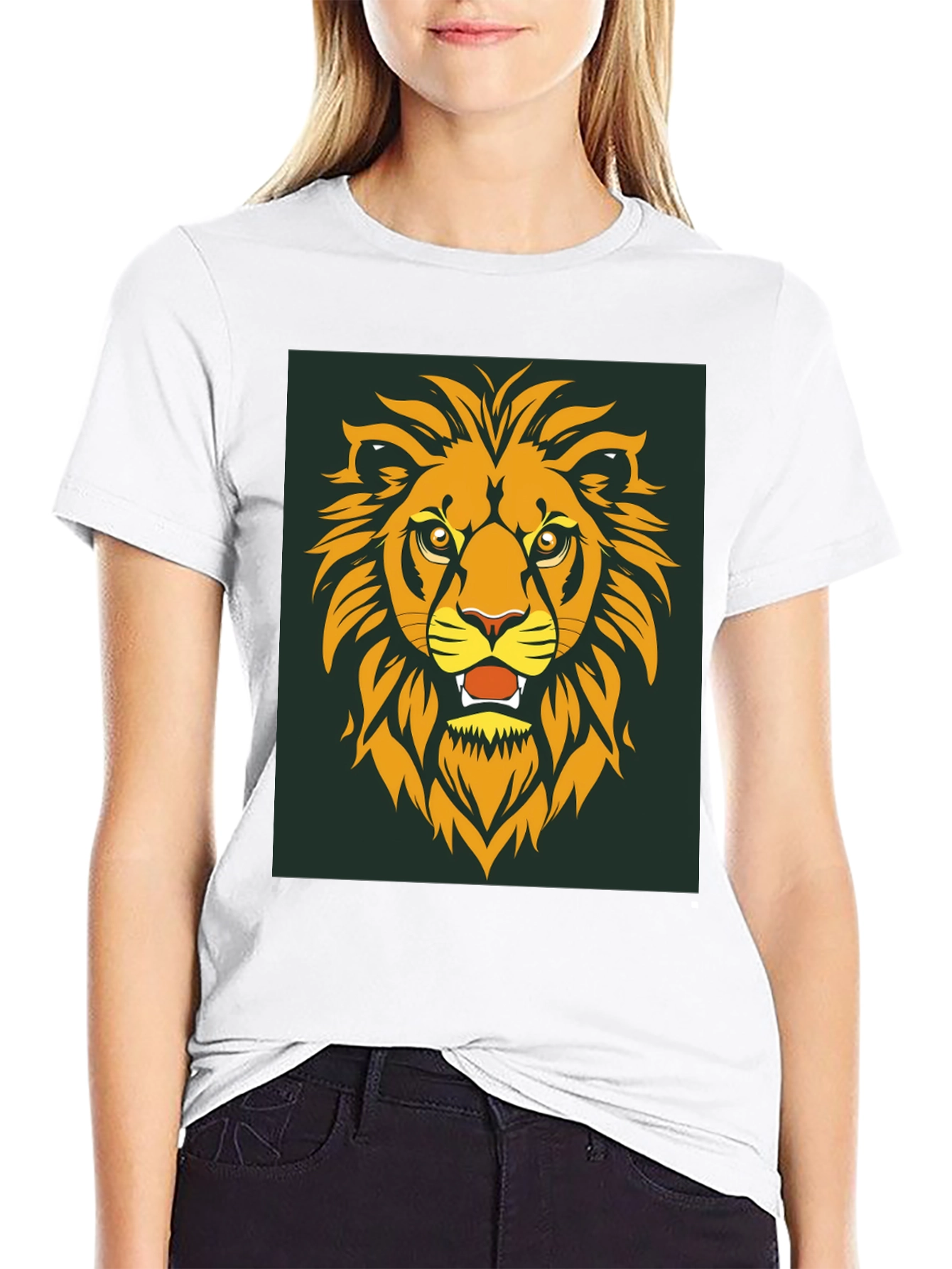 Lion Head Graphic Tee - Bold Black Cotton