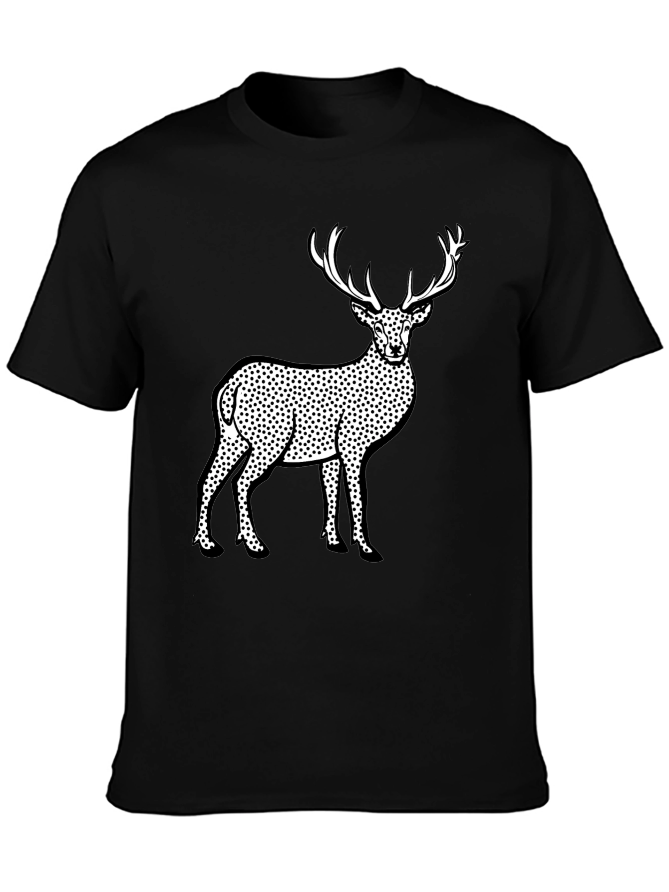 Deer Print Black T-Shirt