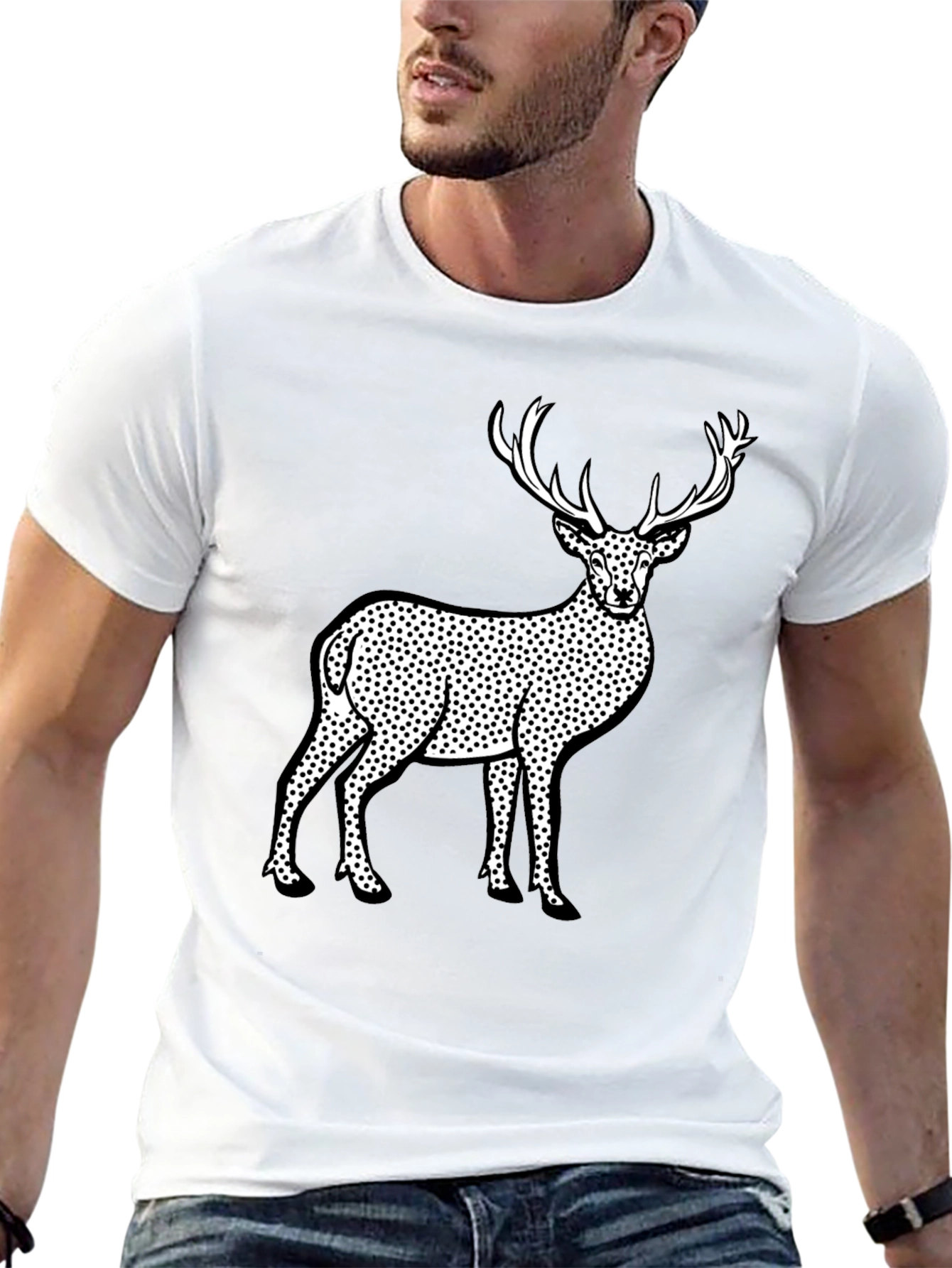 Deer Print Black T-Shirt