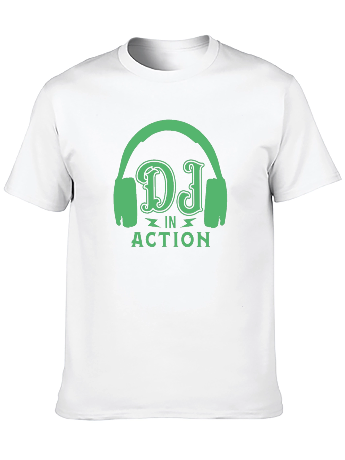 DJ in Action Black T-Shirt with Headphone Design