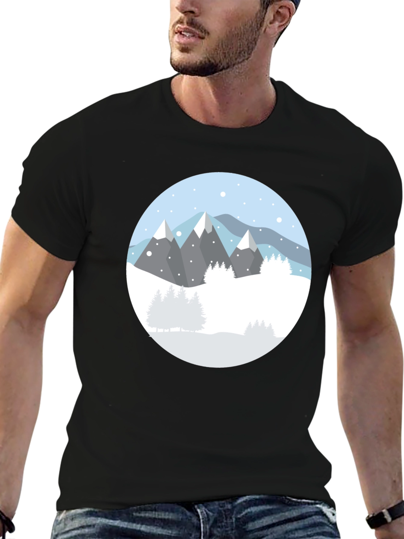 Mountain Scene Black T-Shirt