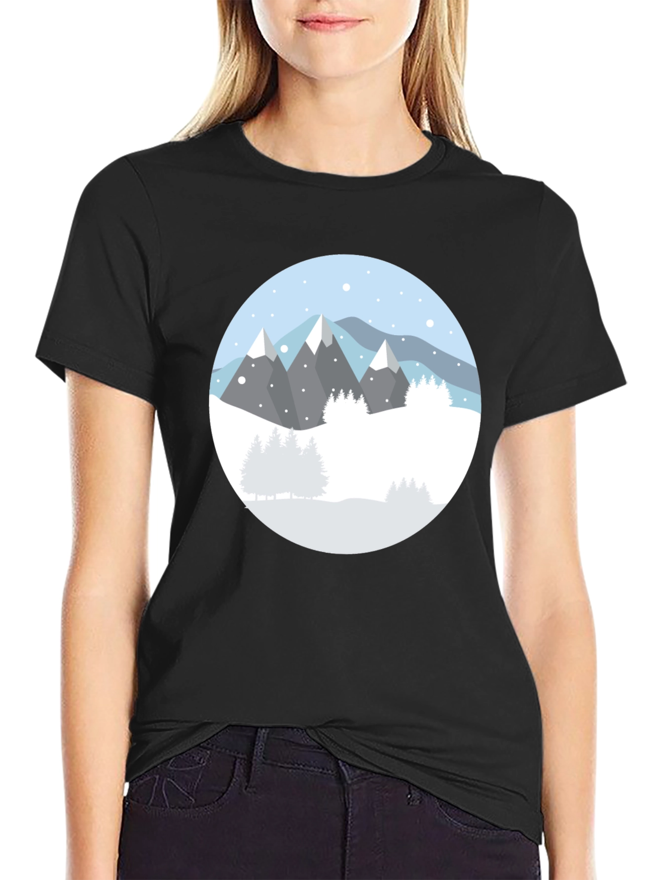 Mountain Scene Black T-Shirt