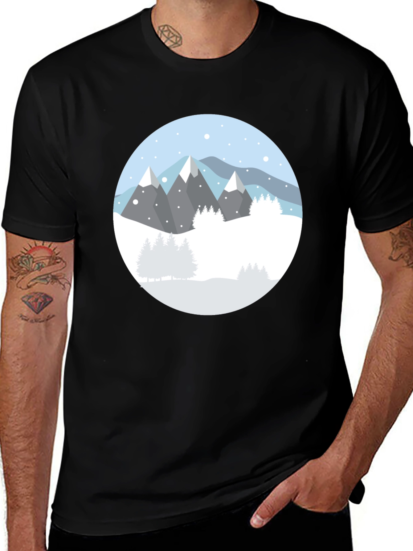 Mountain Scene Black T-Shirt