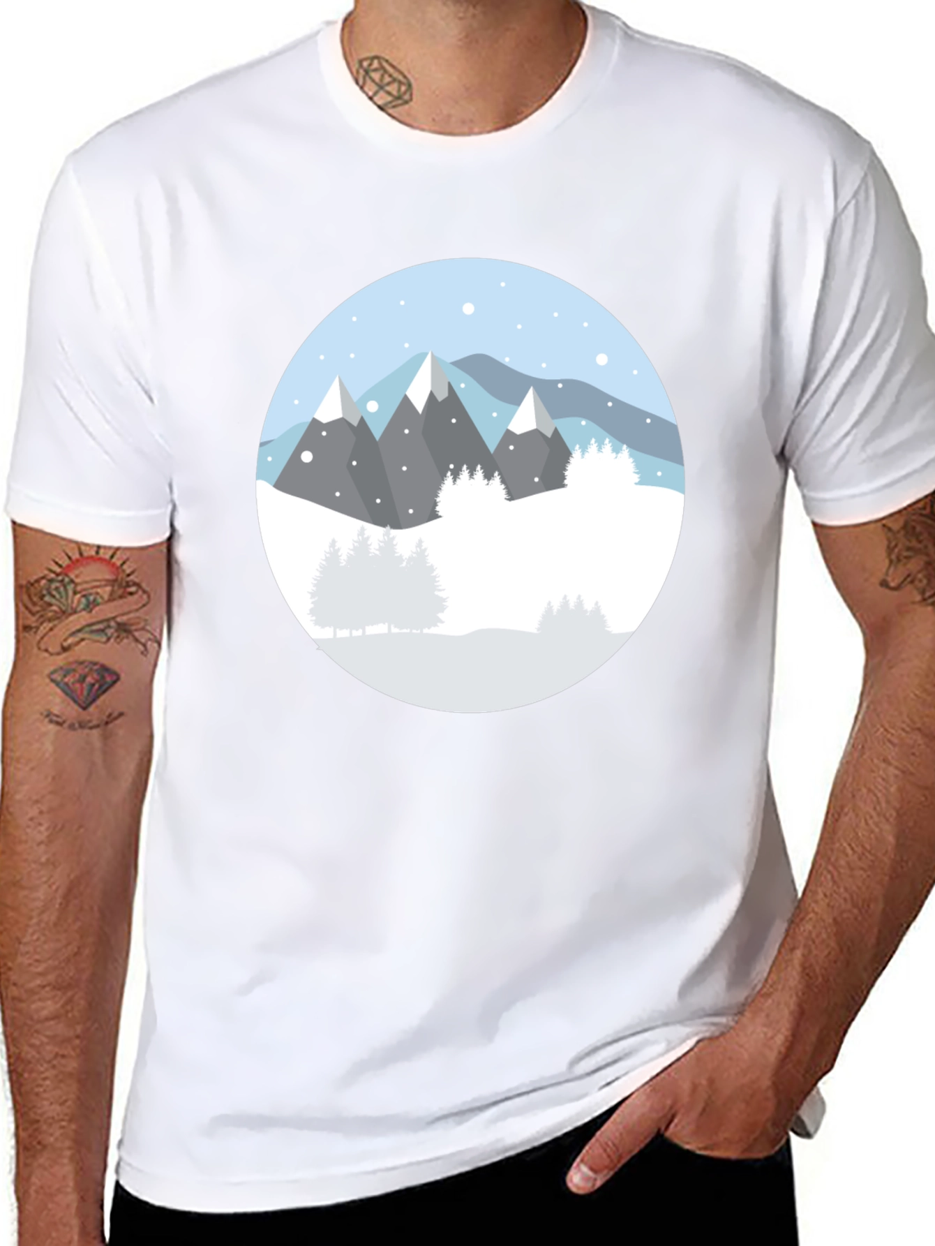 Mountain Scene Black T-Shirt