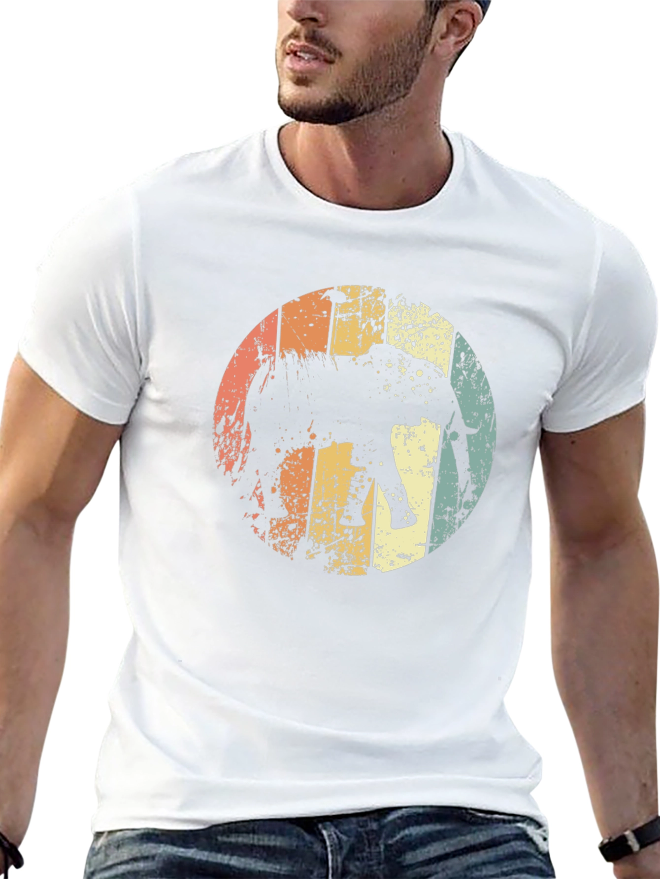 Retro Elephant Graphic T-Shirt - Unisex Black Tee