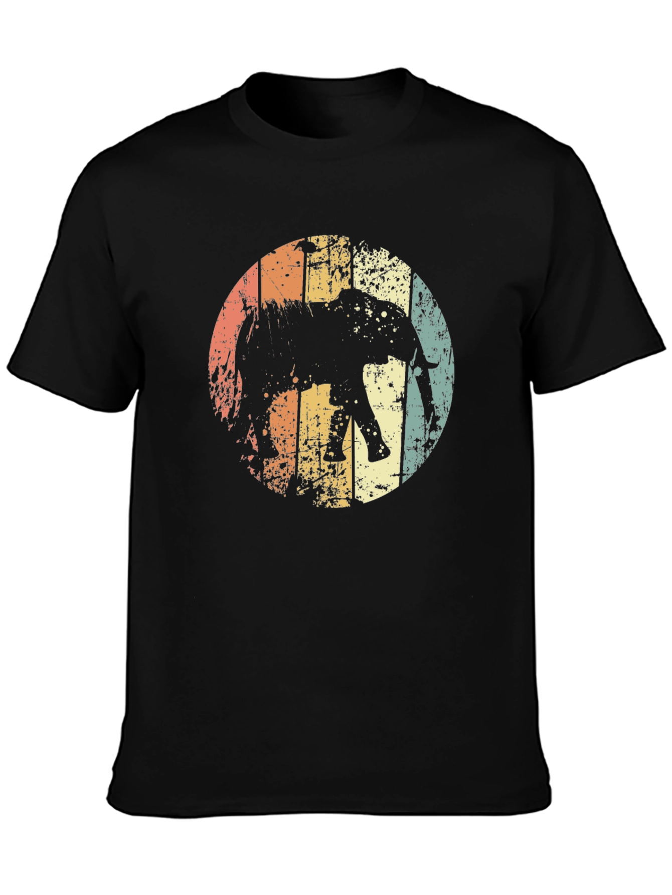 Retro Elephant Graphic T-Shirt - Unisex Black Tee