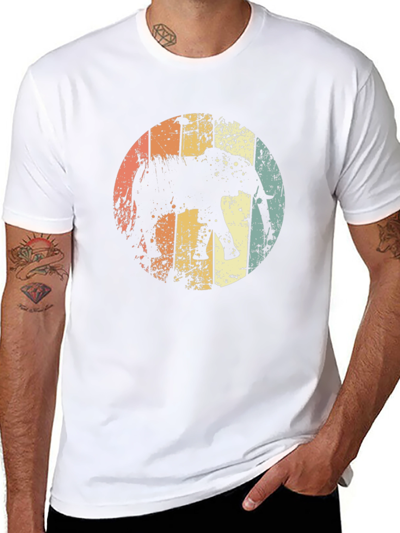 Retro Elephant Graphic T-Shirt - Unisex Black Tee