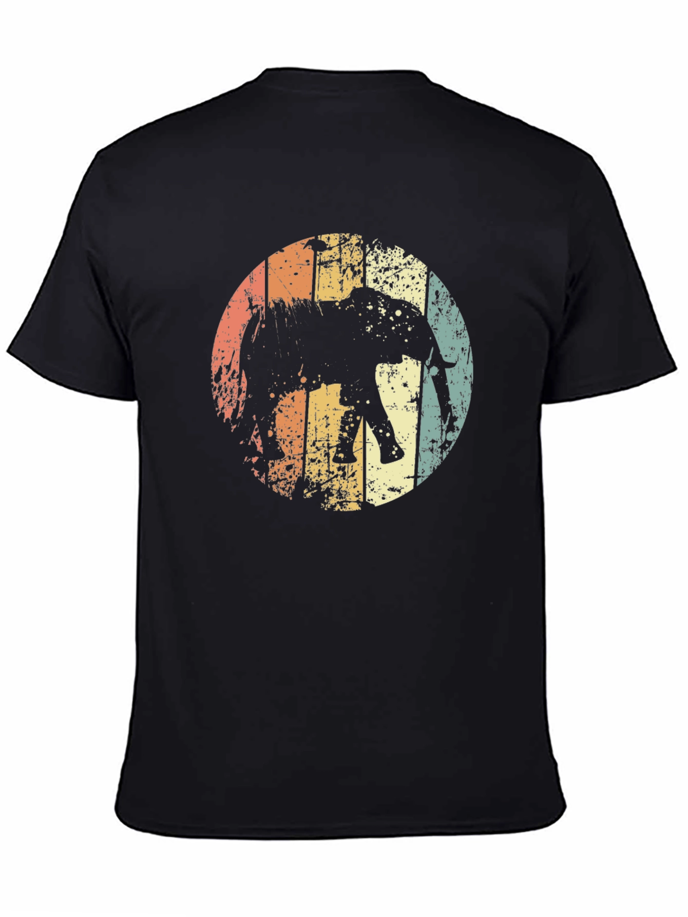Retro Elephant Graphic T-Shirt - Unisex Black Tee