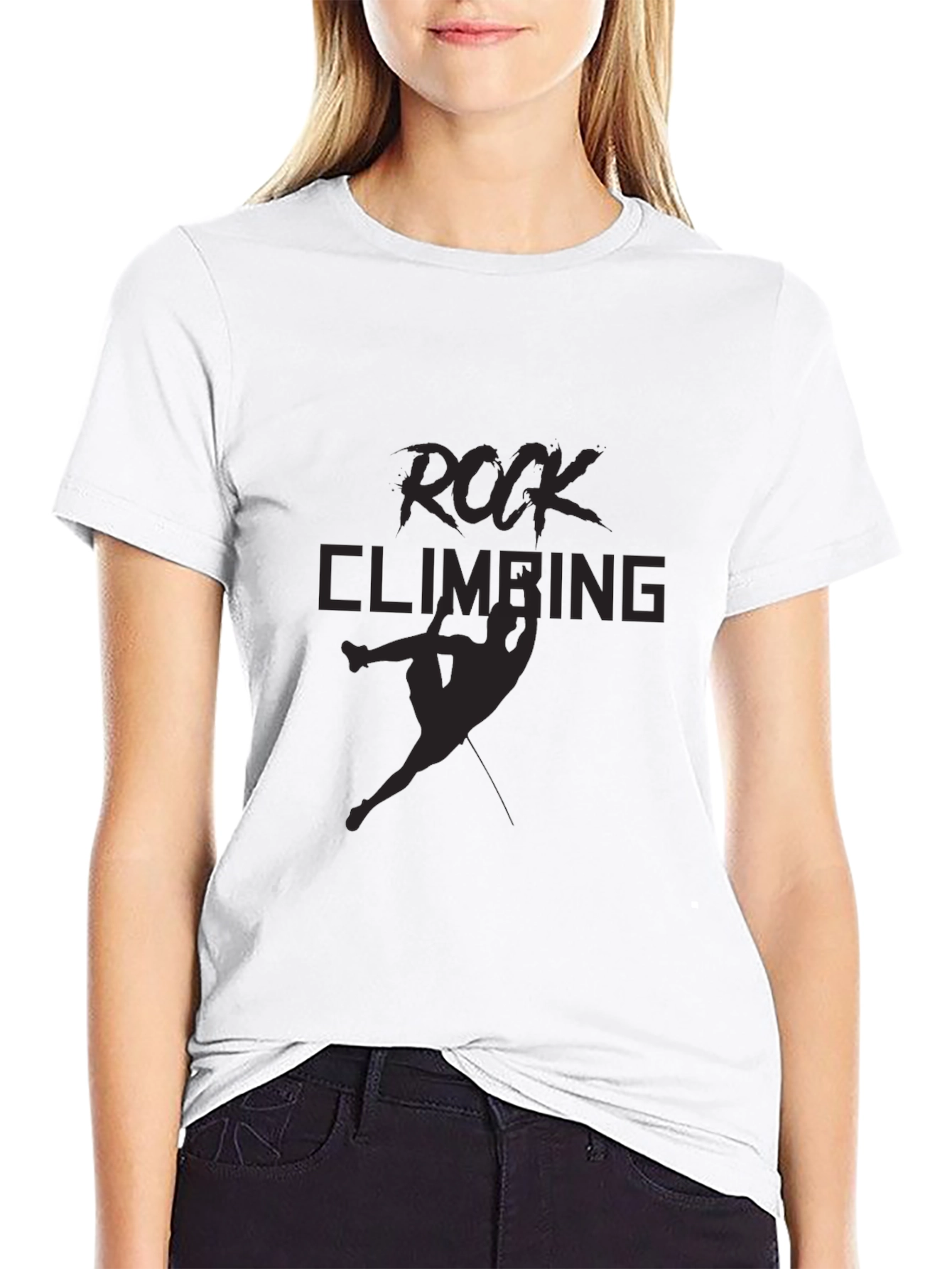 Rock Climbing Graphic Tee - Black Cotton Blend