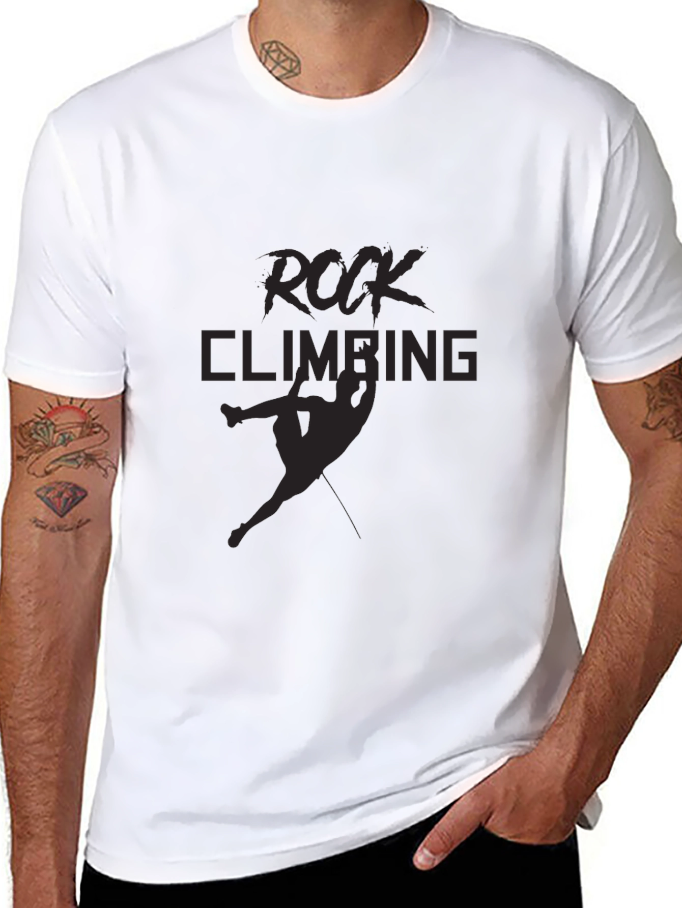 Rock Climbing Graphic Tee - Black Cotton Blend