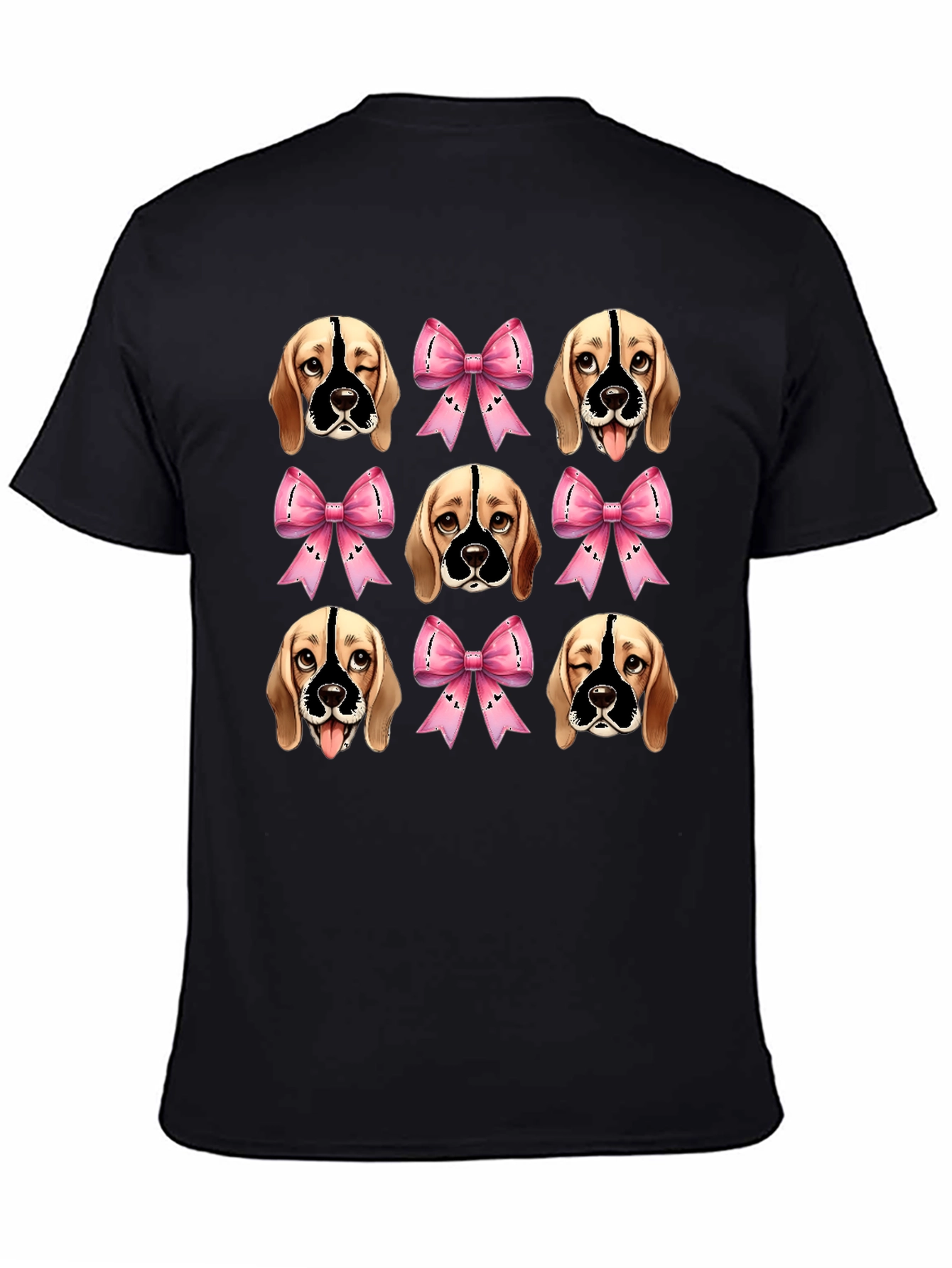Dog Faces & Bows Black Graphic Tee
