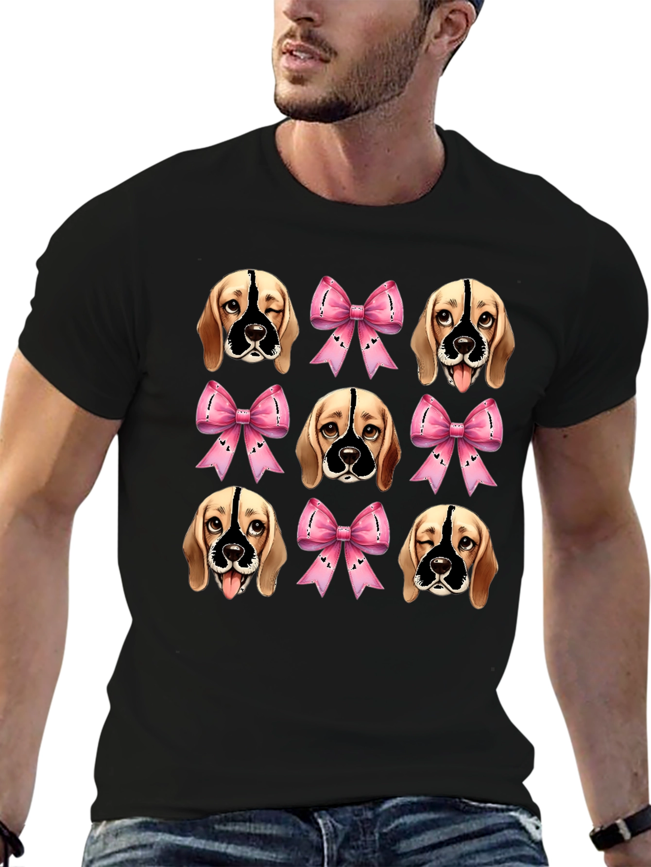 Dog Faces & Bows Black Graphic Tee