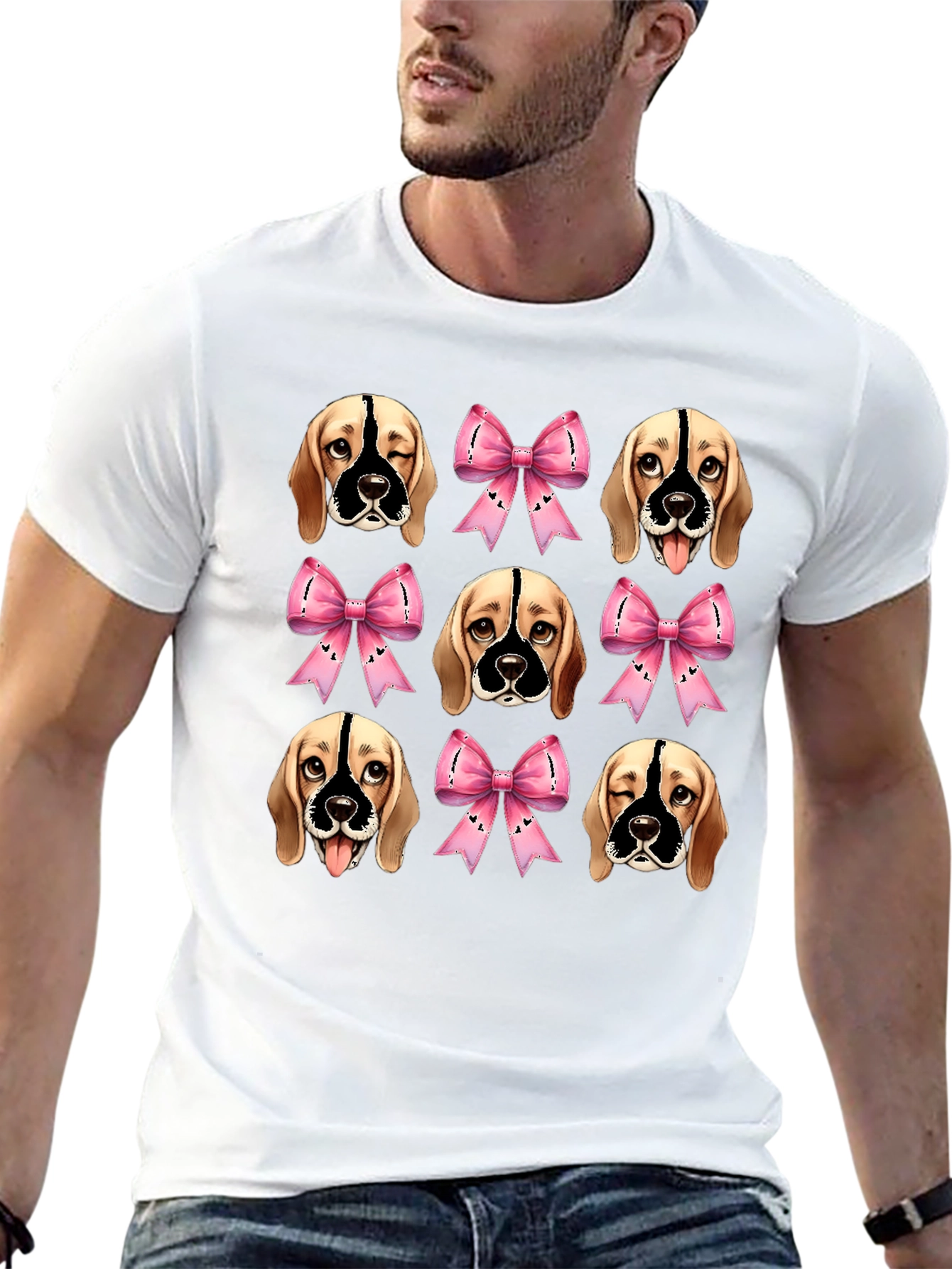 Dog Faces & Bows Black Graphic Tee