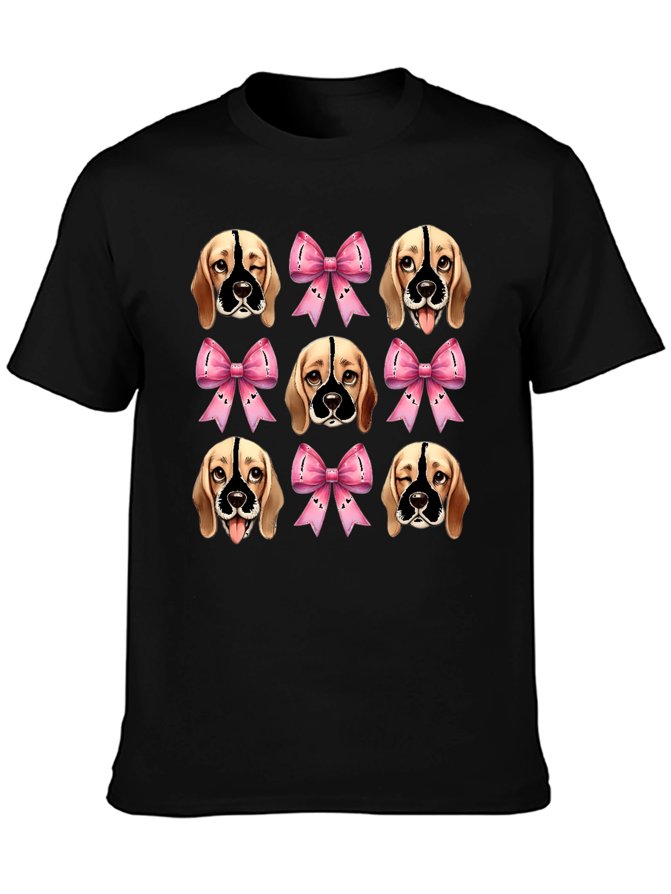 Dog Faces & Bows Black Graphic Tee