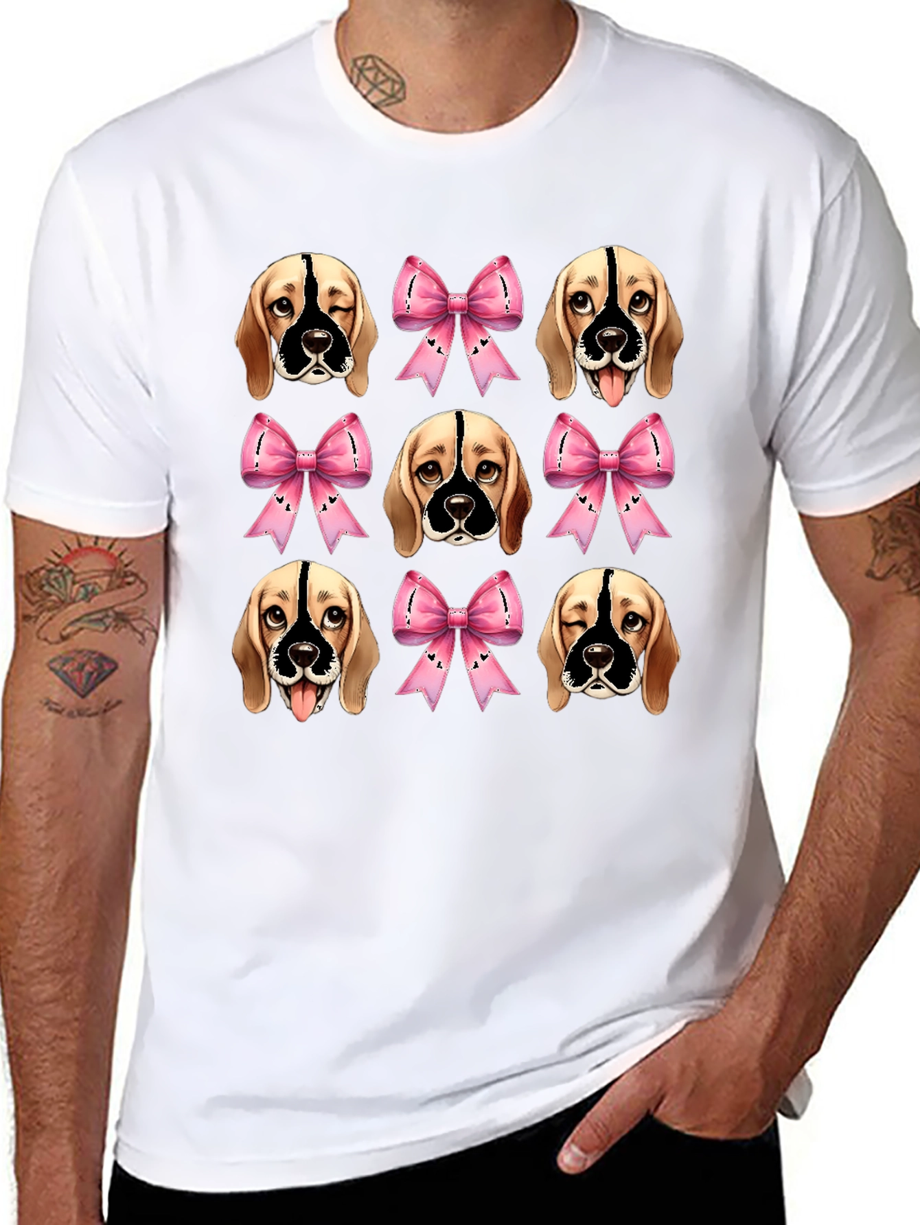 Dog Faces & Bows Black Graphic Tee