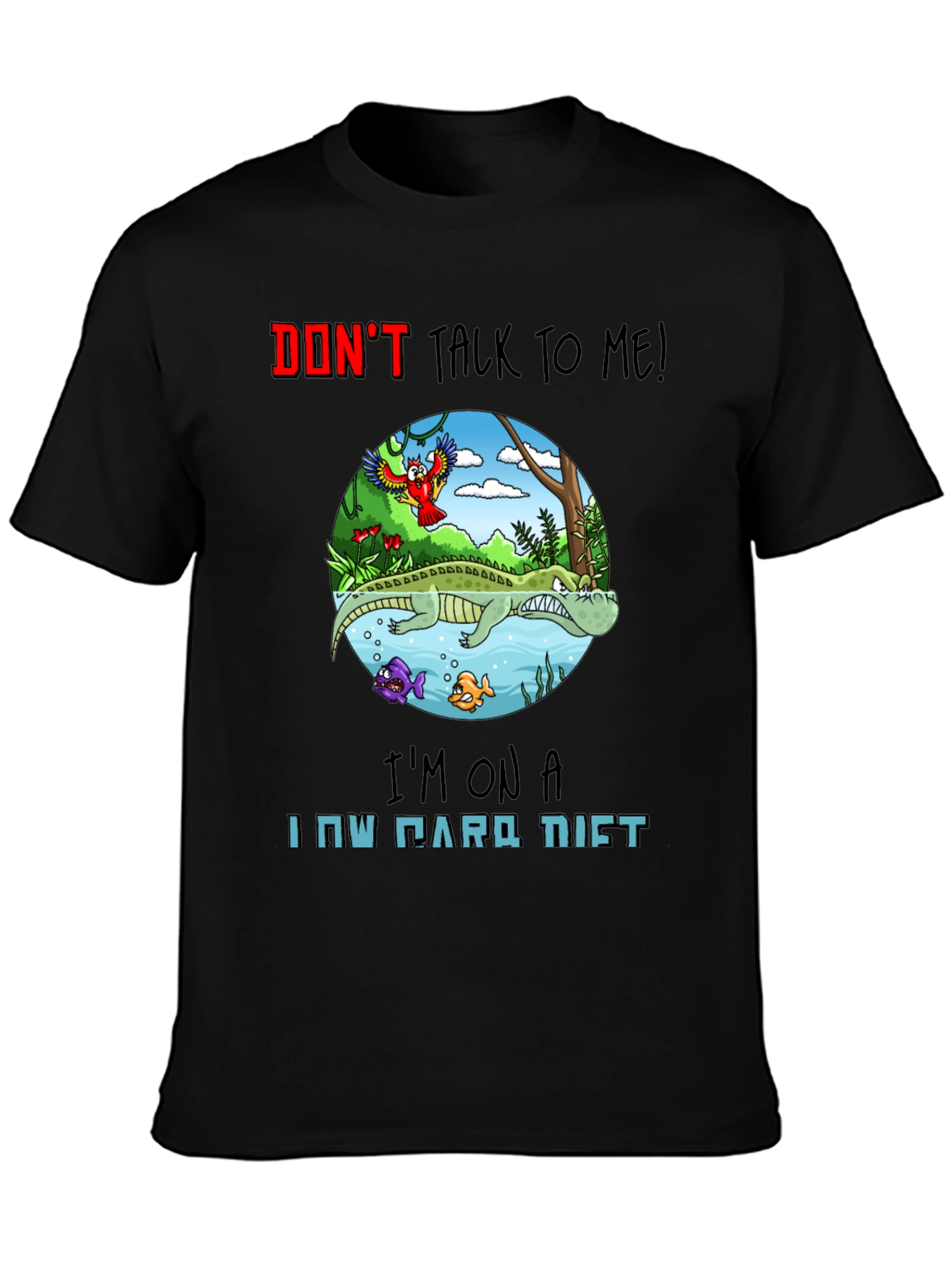 Funny Low Carb Diet Alligator Graphic T-Shirt