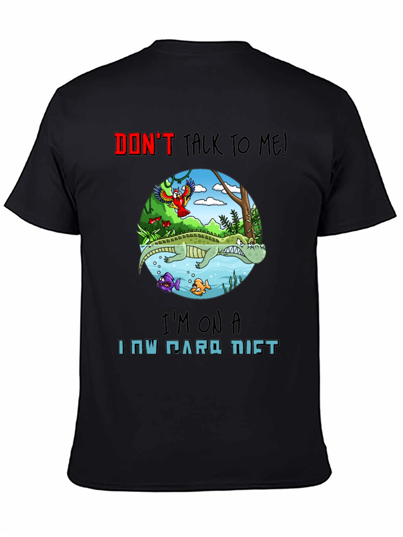 Funny Low Carb Diet Alligator Graphic T-Shirt