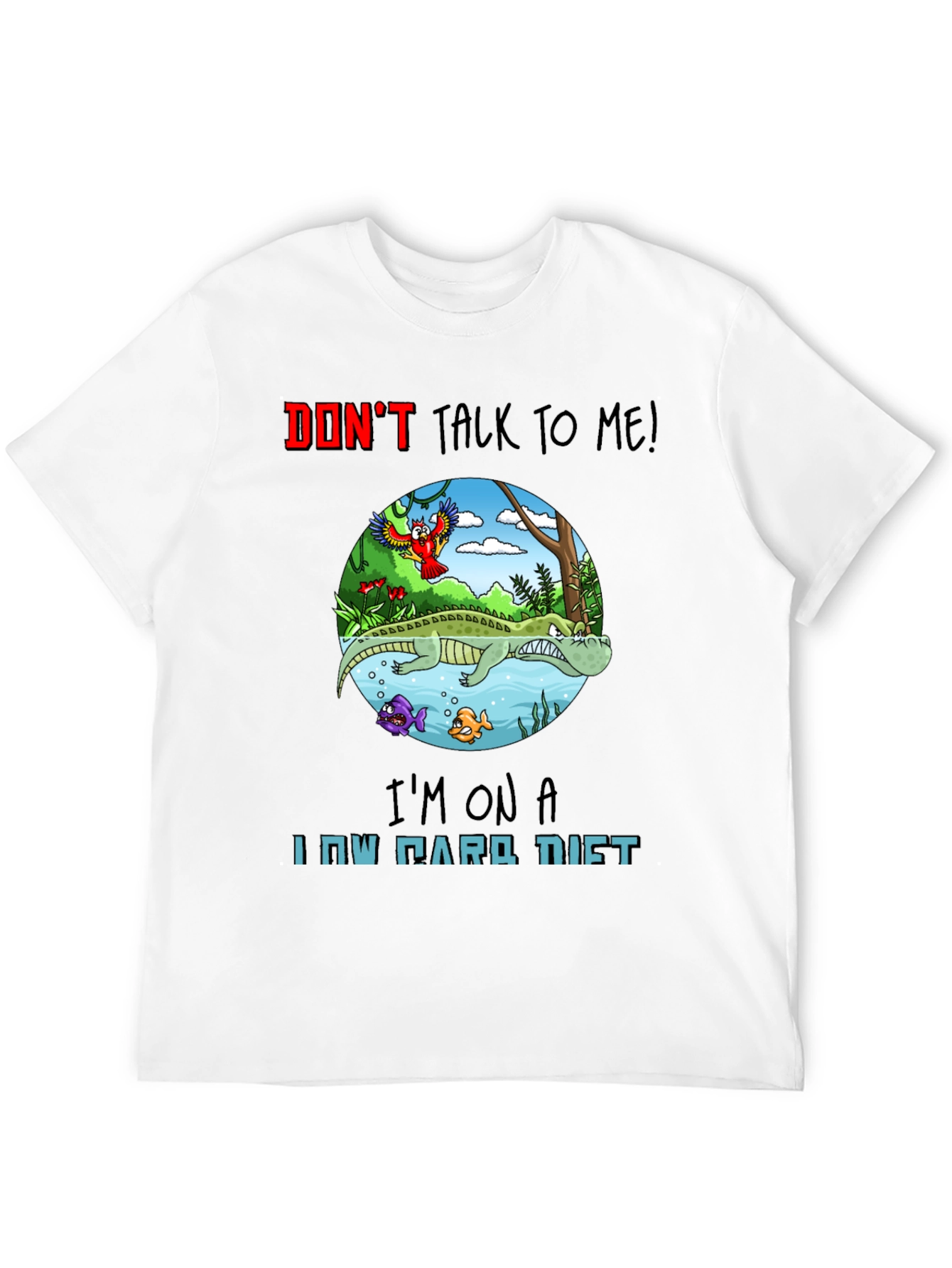 Funny Low Carb Diet Alligator Graphic T-Shirt