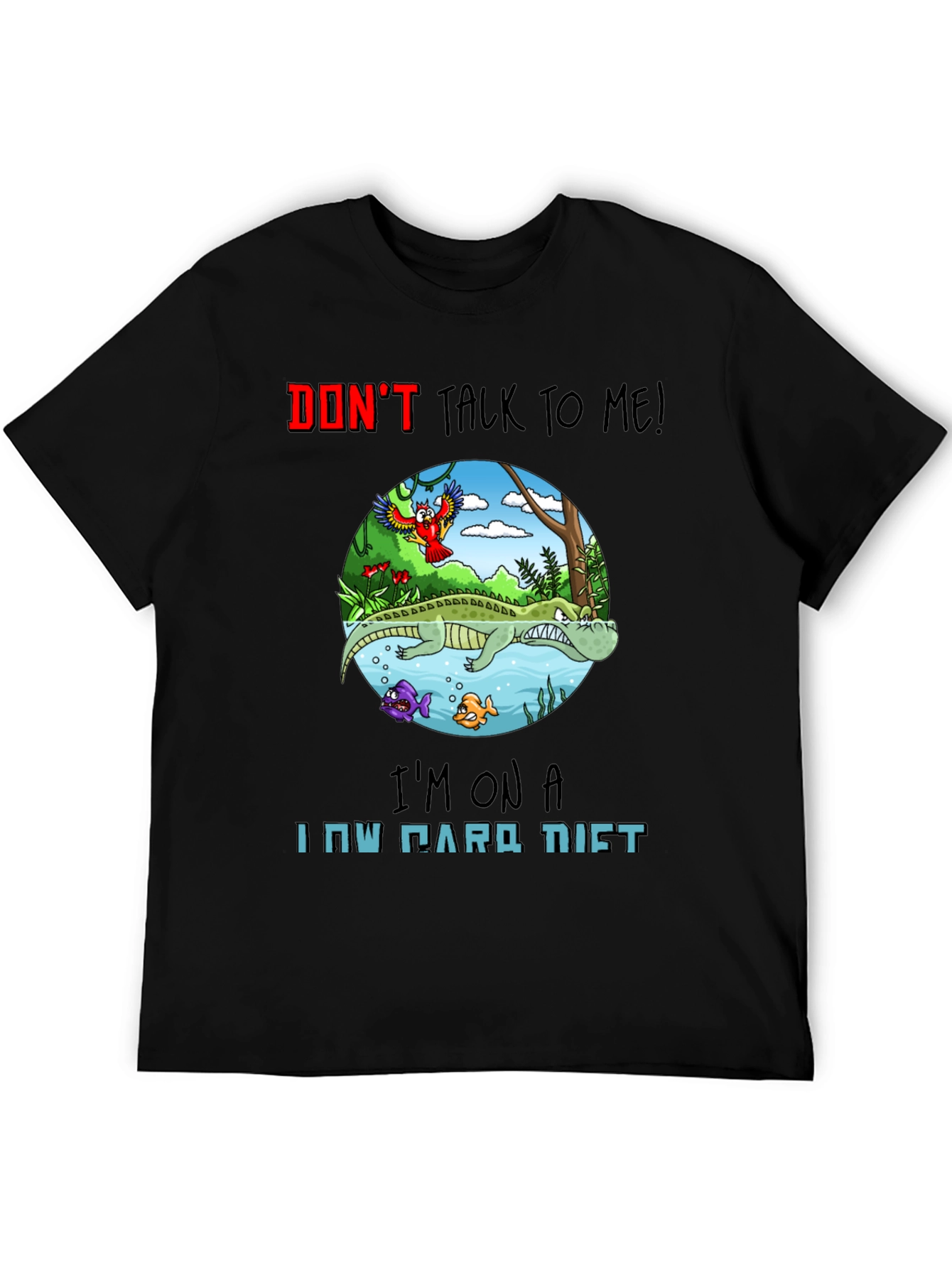 Funny Low Carb Diet Alligator Graphic T-Shirt