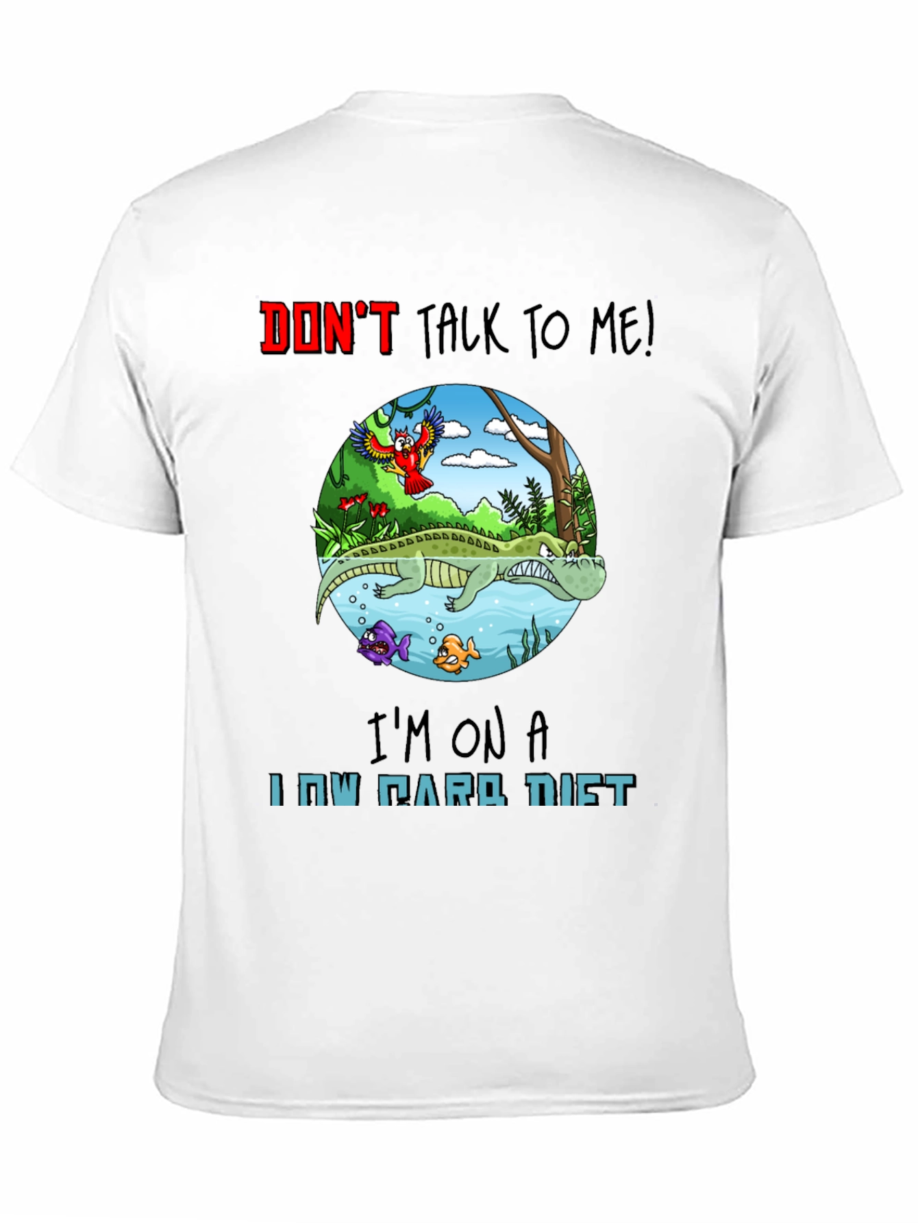 Funny Low Carb Diet Alligator Graphic T-Shirt