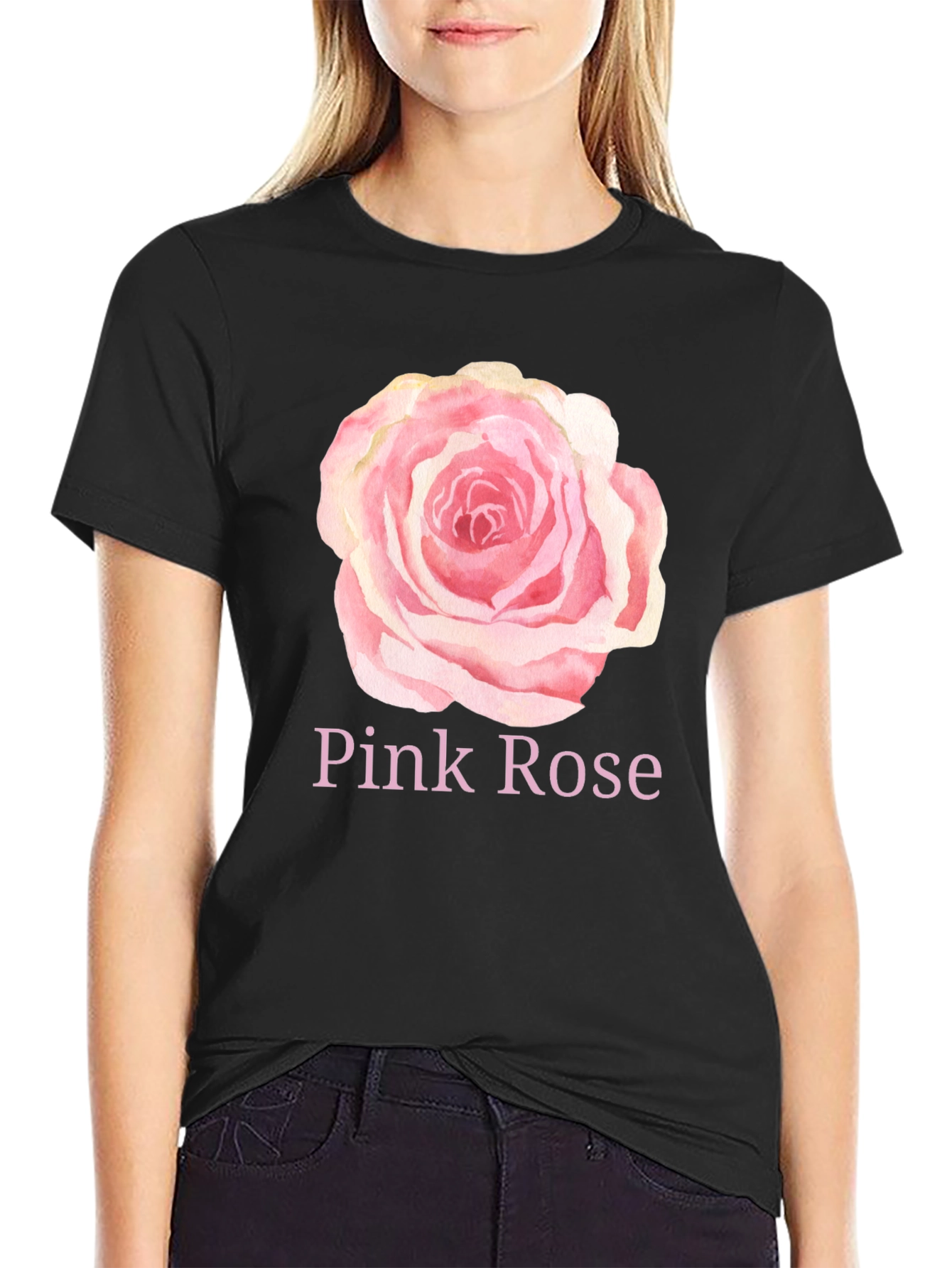Pink Rose Graphic T-Shirt - Stylish Casual Wear