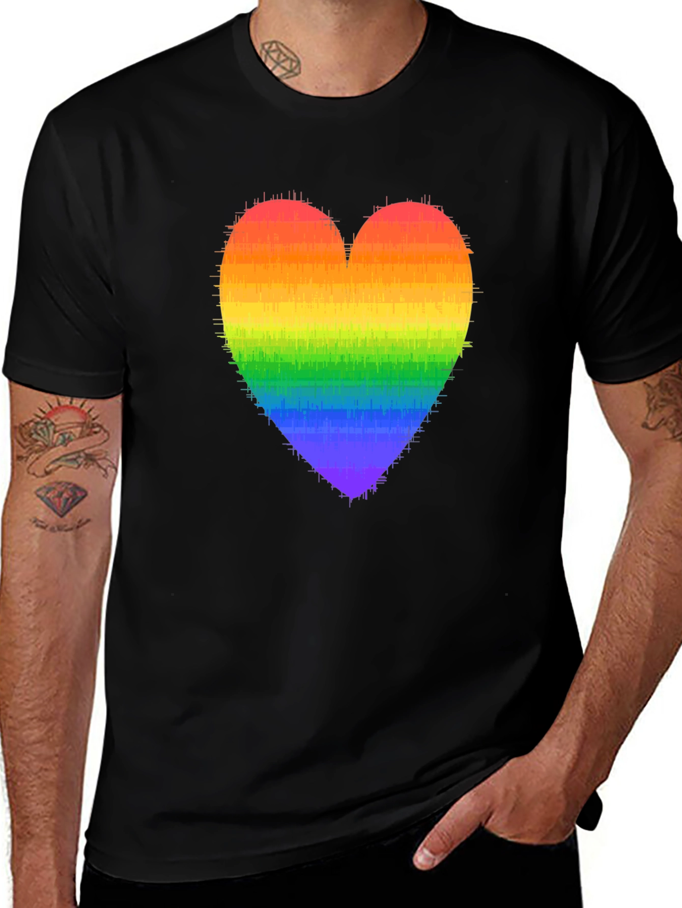 Rainbow Heart Graphic Black Tee