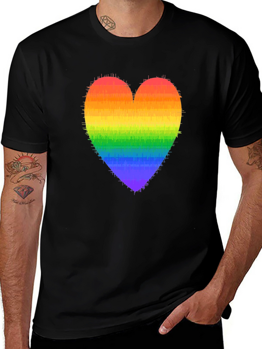 Rainbow Heart Graphic Black Tee