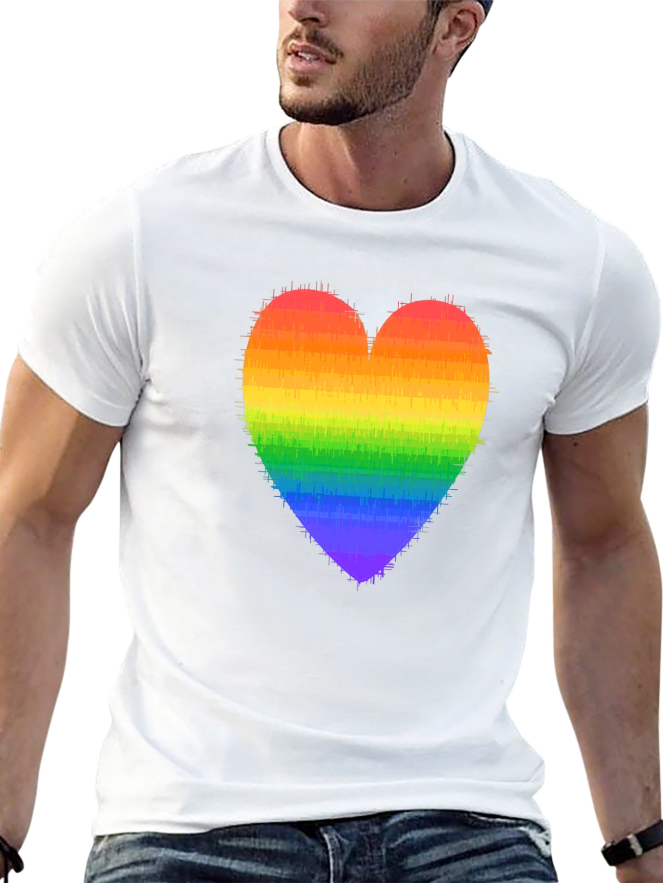 Rainbow Heart Graphic Black Tee