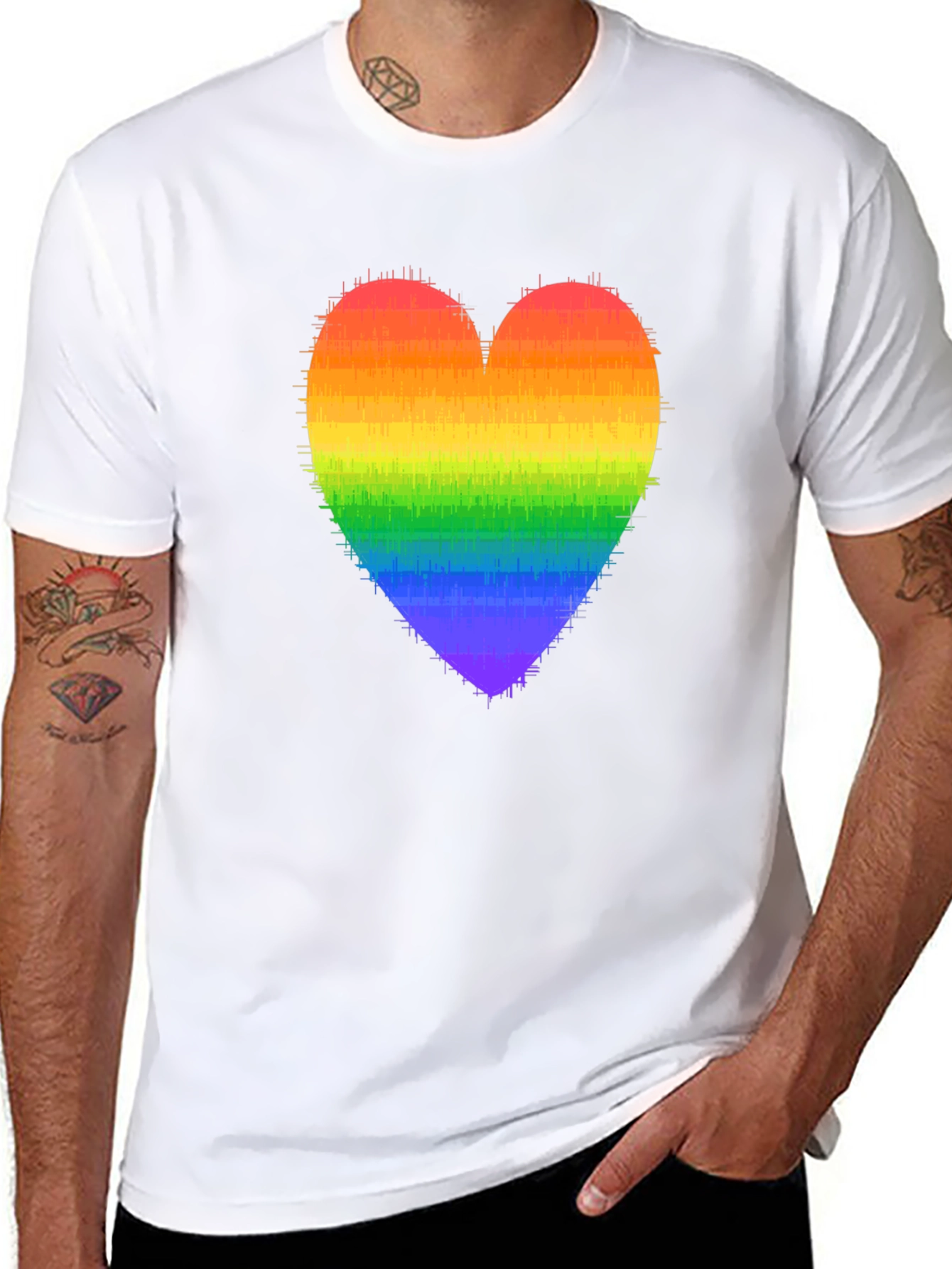 Rainbow Heart Graphic Black Tee