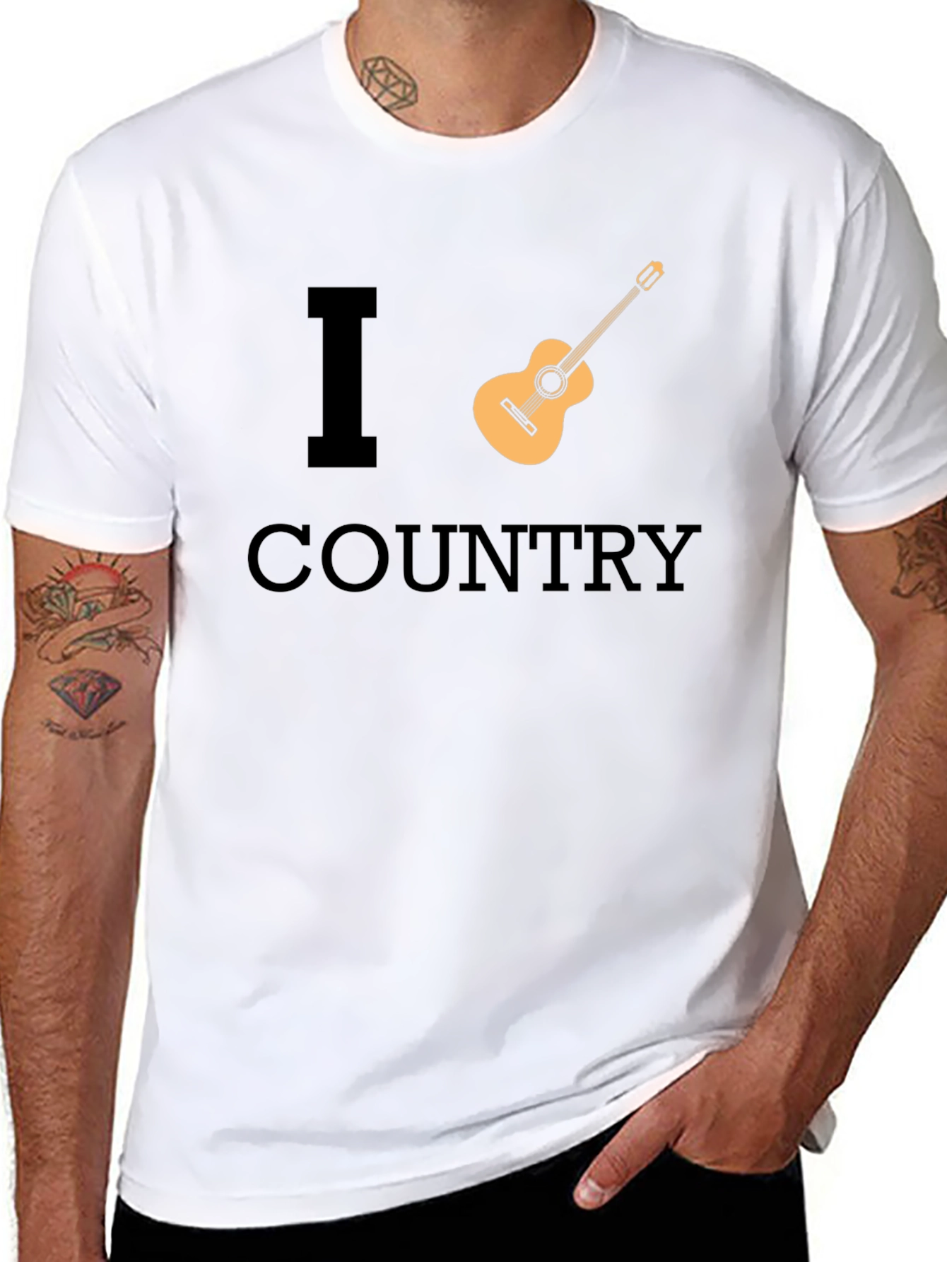 I Guitar Country Music Black T-Shirt