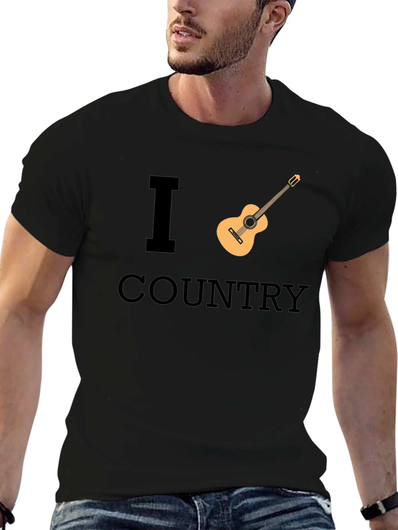 I Guitar Country Music Black T-Shirt